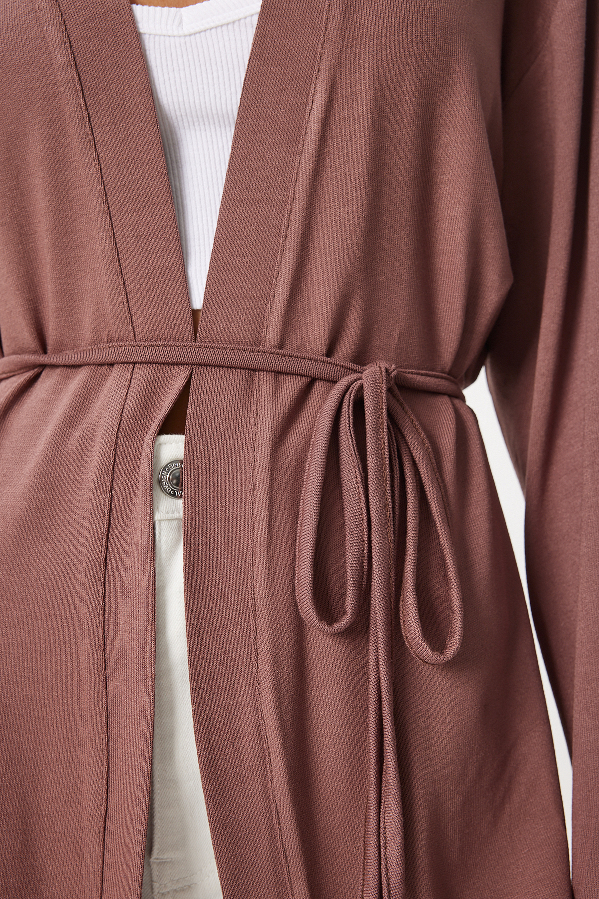 Happiness İstanbul  Kadın Vizon Mevsimlik Örme Triko Hırka EN00620 - Görsel 4