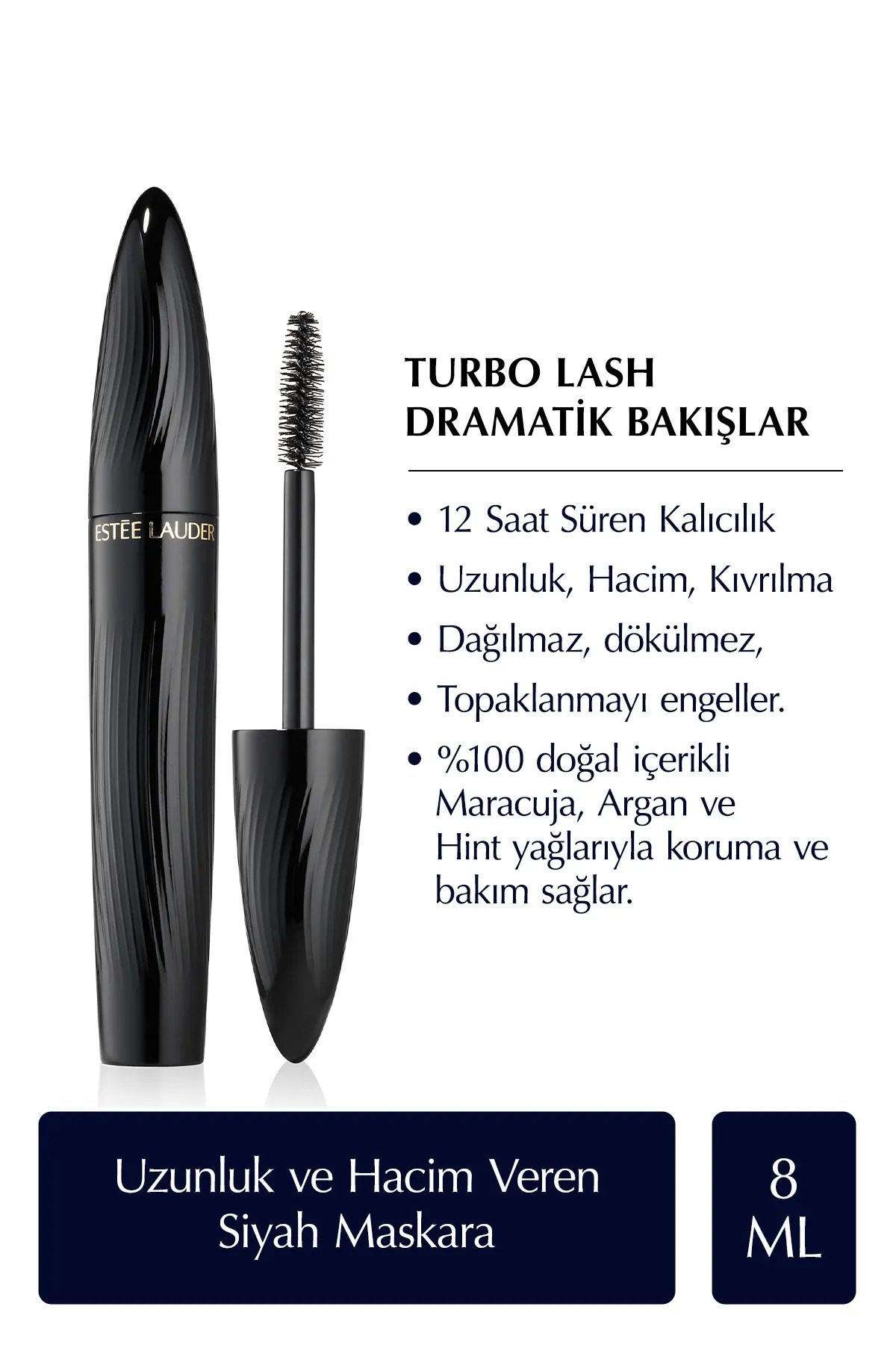Estee Lauder Siyah Maskara - Turbo Lash Hacim ve Uzunluk Veren Maskara - 8ml