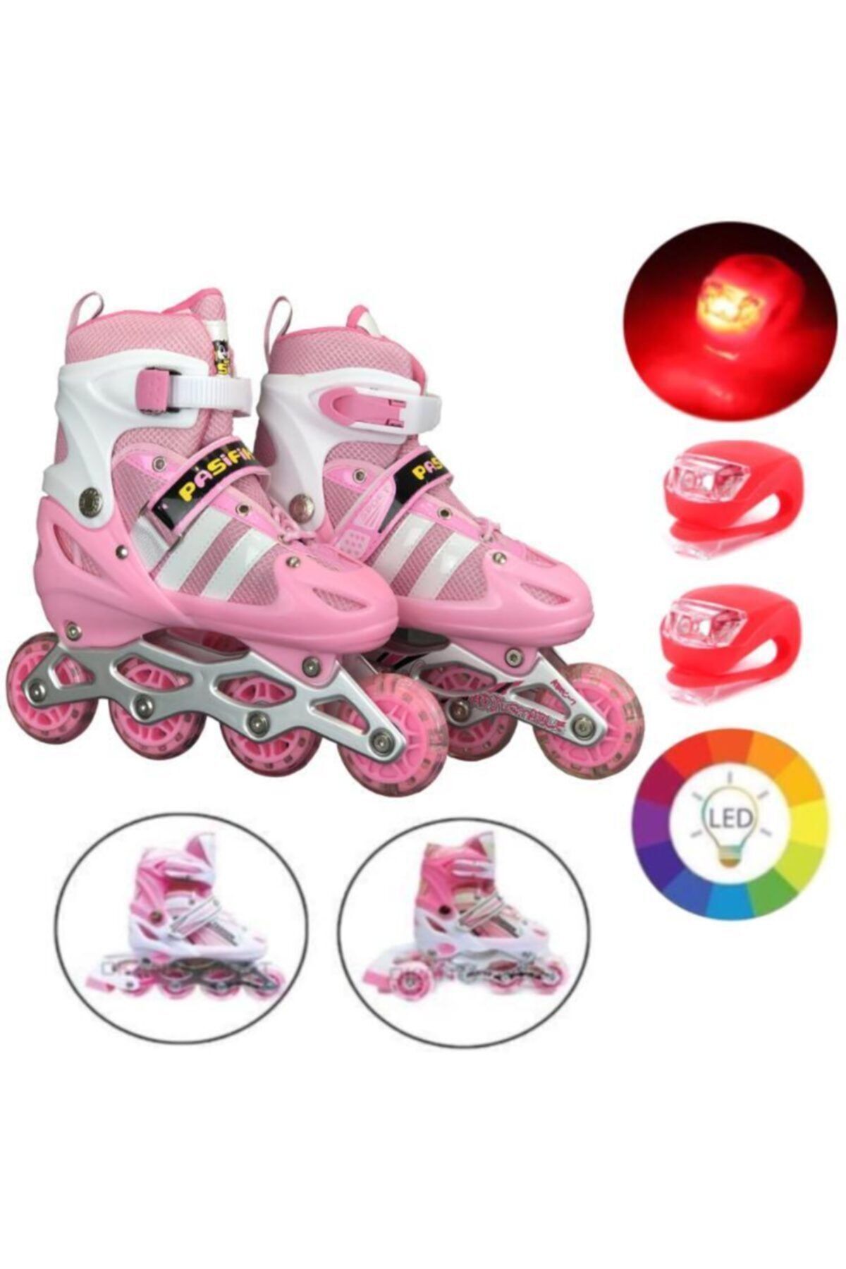 Illuminated Silicone Wheel Adjustable Kids Exercise Roller Skating 2 Function 2 Pcs Flashing Led Gift