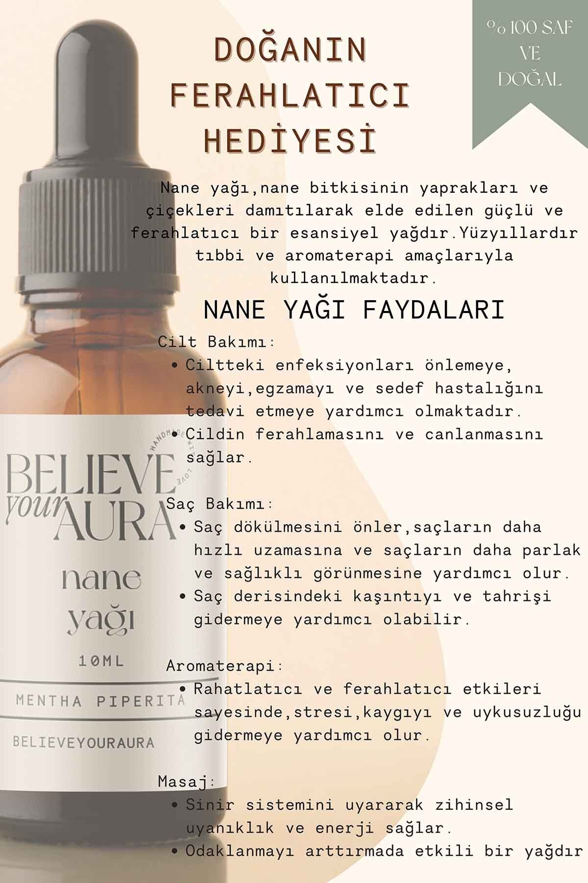 ست مراقبت از پوست و مو نعنا 100% روغن نعناع خالص و طبیعی، آب نعناع و صابون پوست نعنا Believe Your Aura