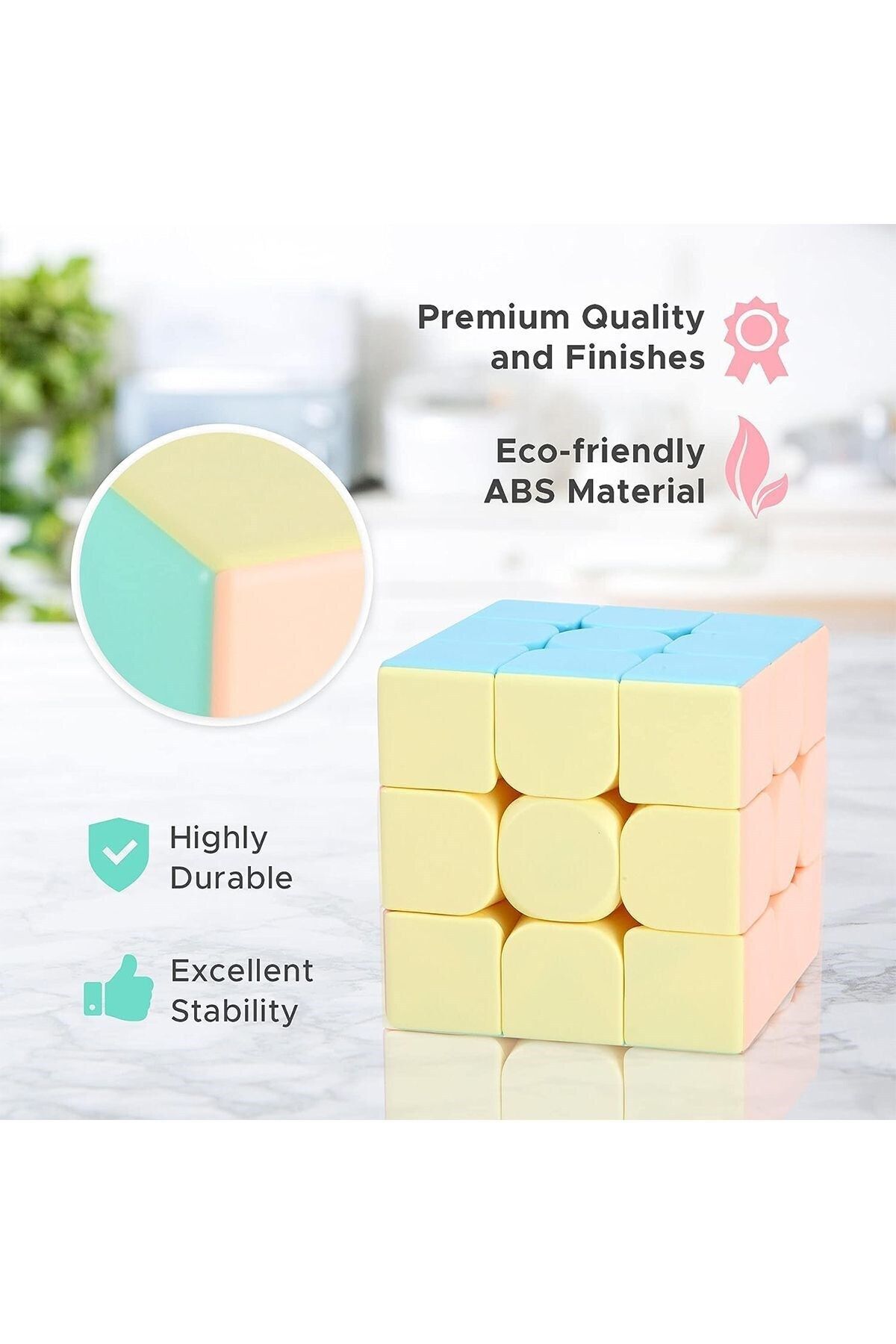Oyunsal-Speed Cupe Cube Brain Cube 3X3 Pastel Colors Speed Cube, Fidget Toy Brain Teaser 7