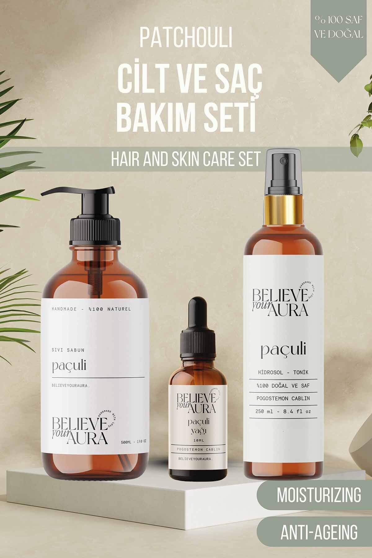 Paçuli Cilt ve Saç Bakım Seti %100 Saf ve Doğal Paçuli Yağı Paçuli Suyu ve Paçuli El ve Cilt Sabunu — SETATYPCL