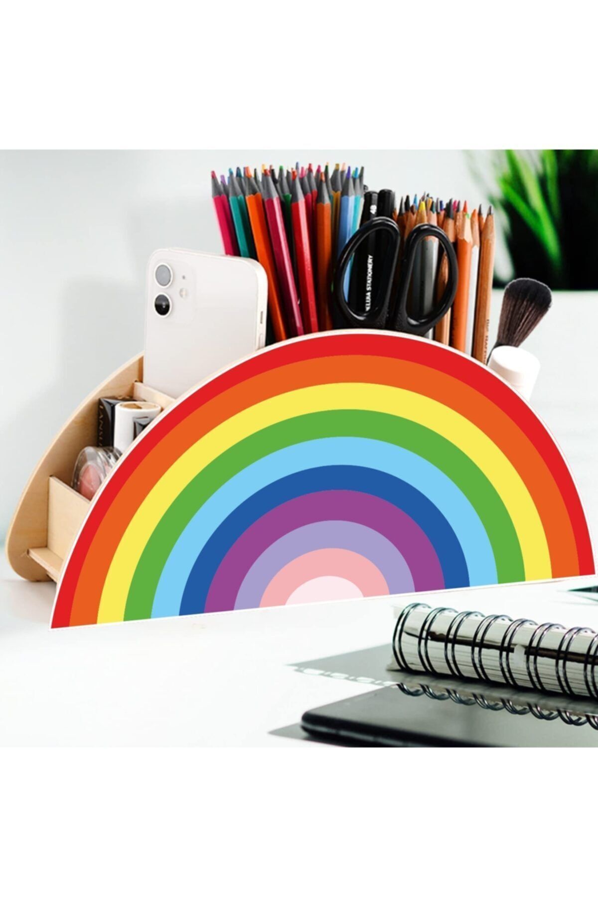 zıpzıp Ahşap Gökkuşağı Çocuklar Için Masaüstü Kalemlik Kalem Kutusu 275474007