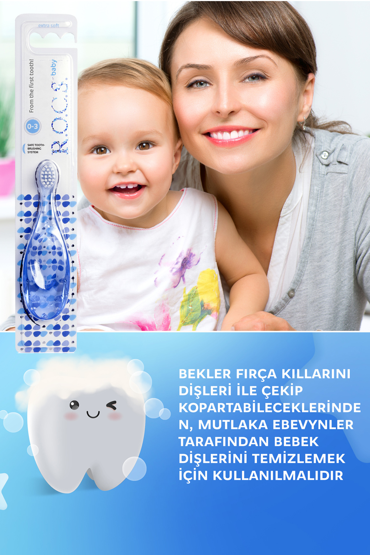 R.O.C.S. Baby 0-3 Yaş Bebek Fırçası - Mavi fotoğrafı 4 (önizleme)