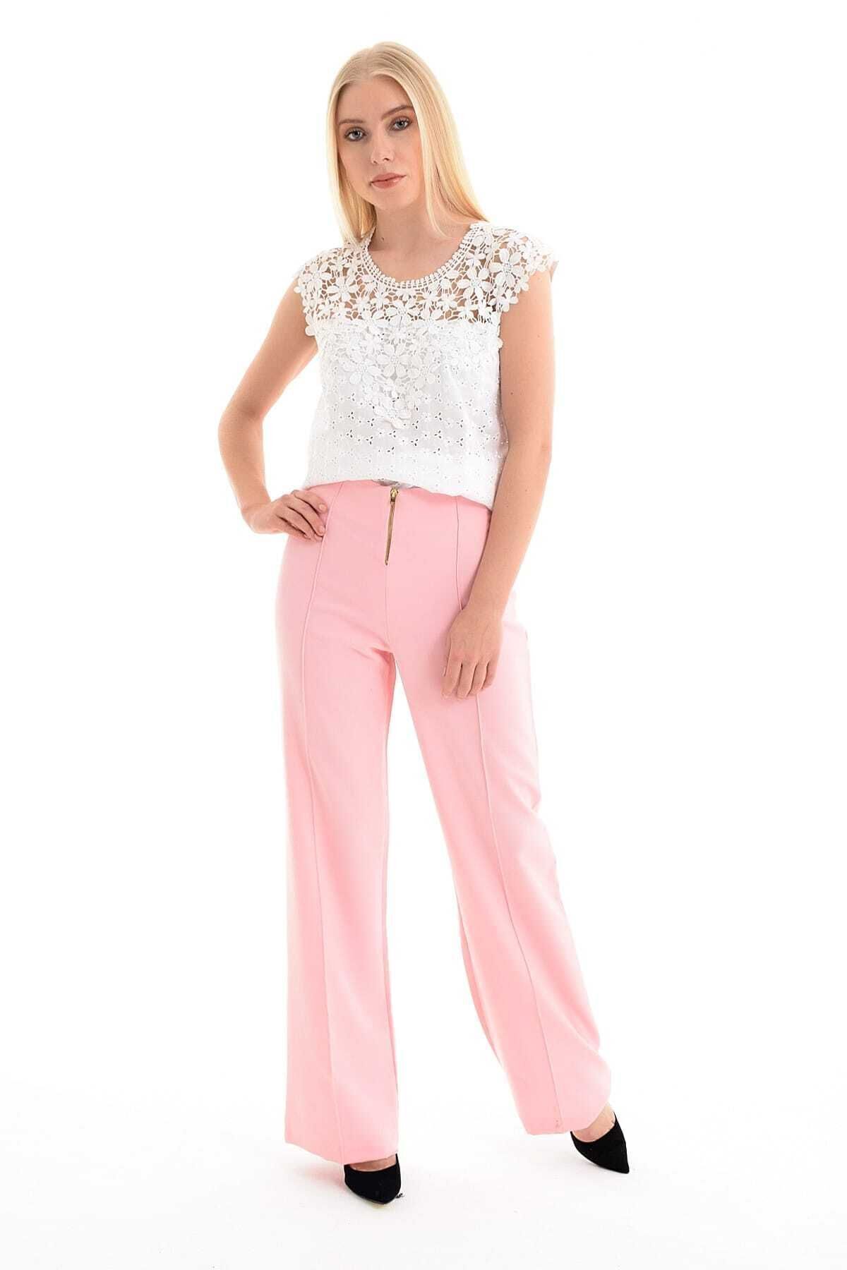 Sense-Women's Powder Front Zippered and Crotch Stitched Trousers Pnt31425 4