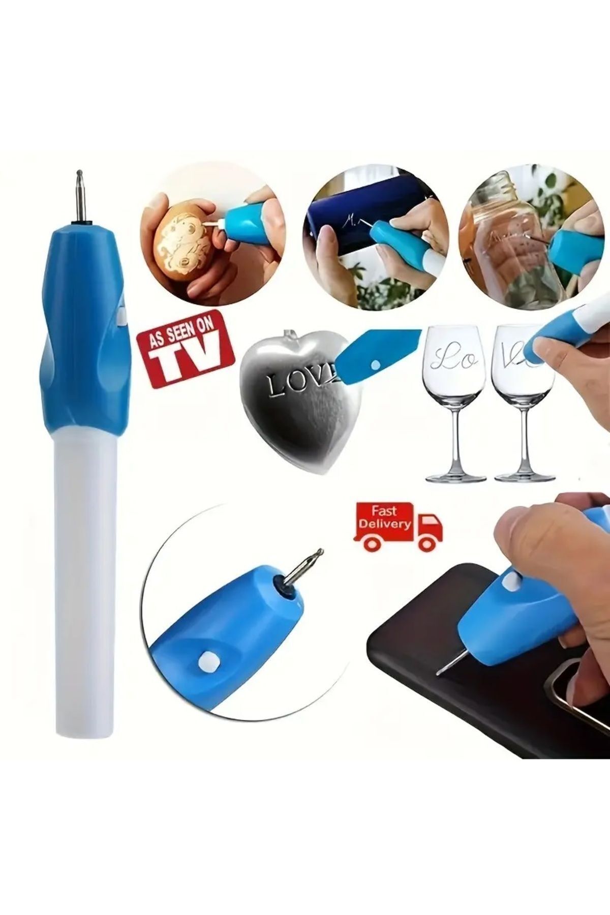 DEPOKON-Blue Pro Semi Professional Glass Wood Carving Pen - Name Writing, Granure Carving, Drawing Pen 4