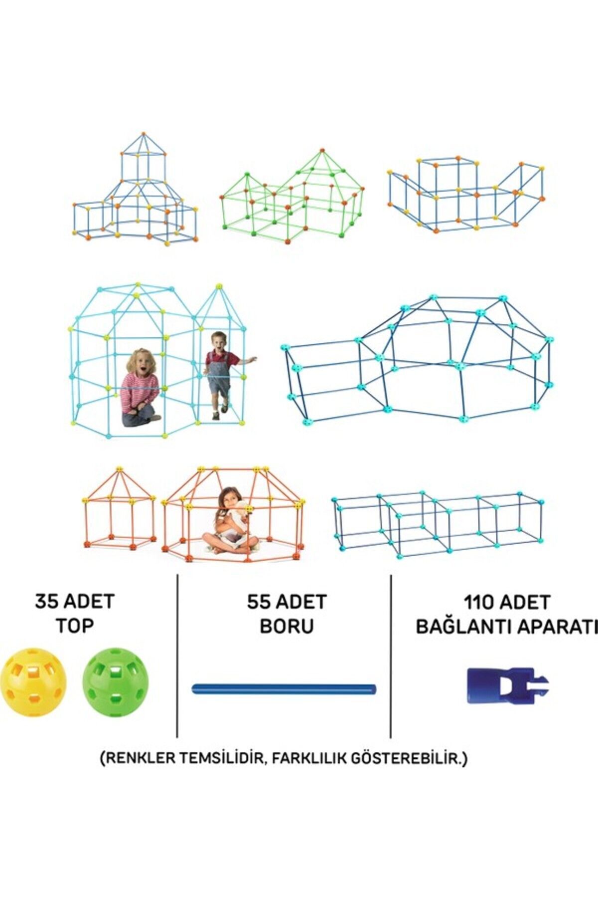 Gepettoys 200 Parça Kendin Yap Dıy Kale Yapı Seti Yaratıcı Aktivite Inşa Seti fotoğrafı 3 (önizleme)