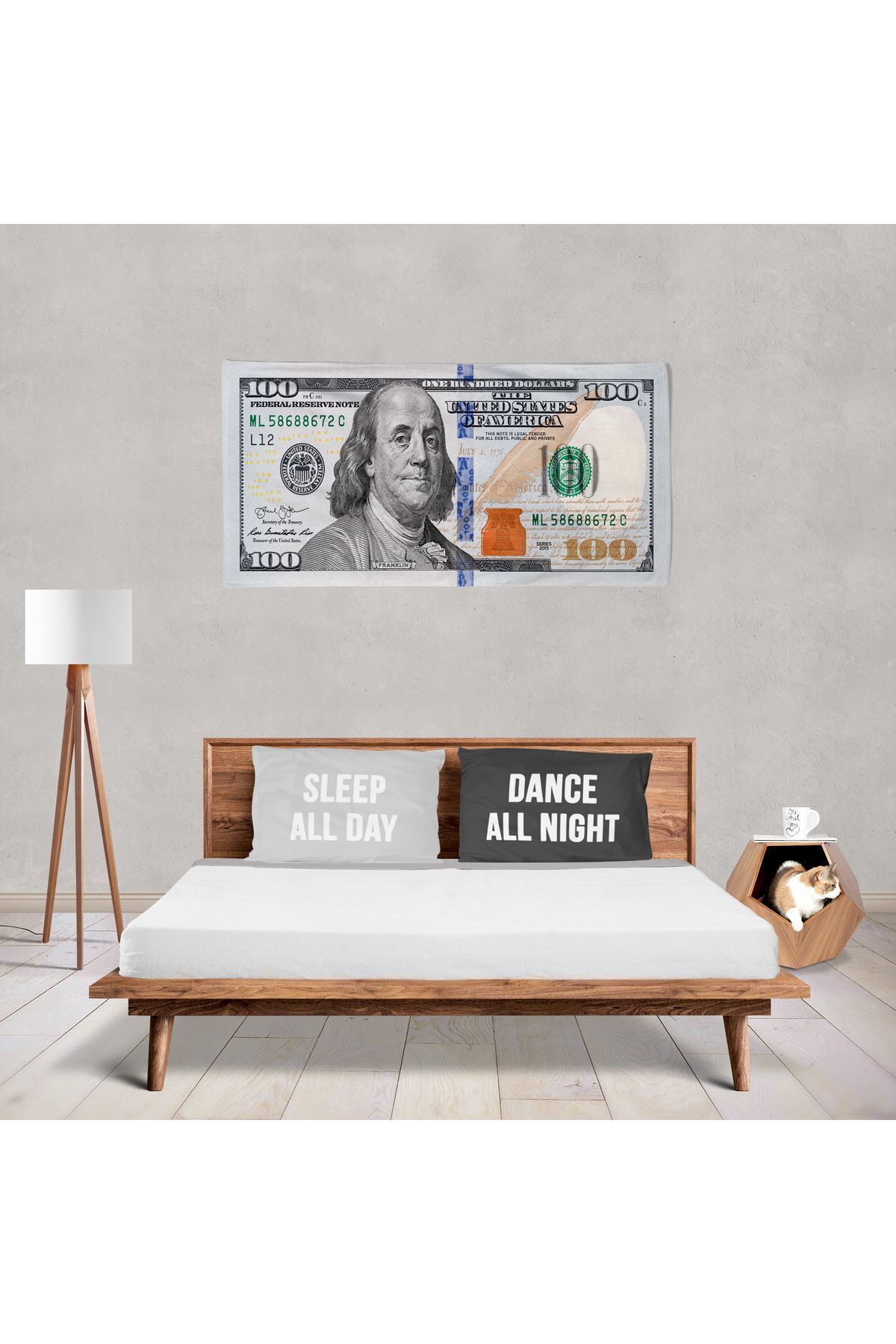 move home-Dollar Patterned Fabric Wall Covering, Wall Tapestry 5