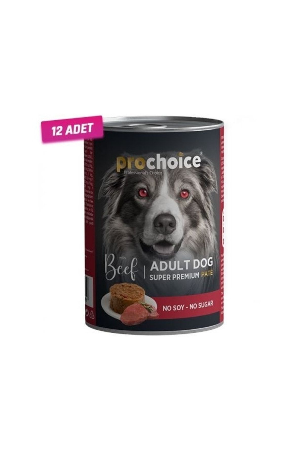 ProChoice 12 Adet - Pro Choice Adult Biftekli Yetişkin Köpek Konservesi 400 Gr