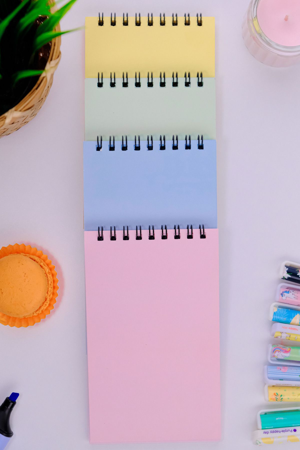 Dream Notes-Colorful 4-Piece Unlined Notebook Set - 9 X 15 Cm, 50 Sheets School Notepad 3