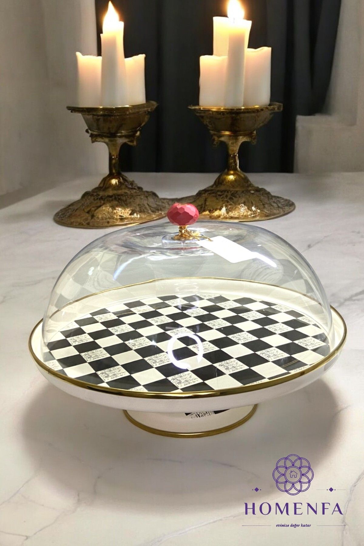 Paçi-Elite Class Checkerboard Patterned Cake Jar 4