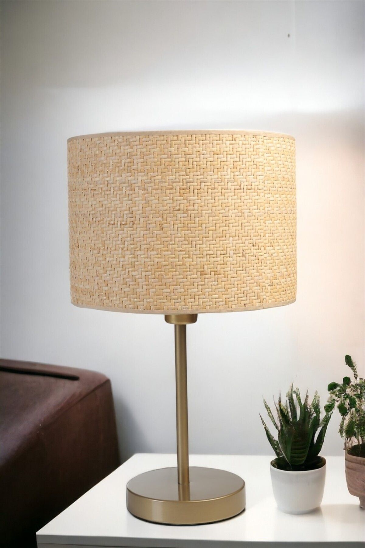 Lumexx-Wicker Rattan Table Lamp with Lampshade - Antique Design 1