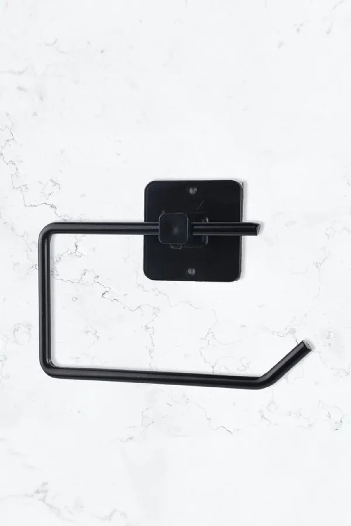PULCA SHOP Adeziv Suport Pentru Hârtie Igienică În Aer Liber Pătrat Negru Suport Pentru Hârtie Wc Suport Pentru Hârtie Igienică - One Size