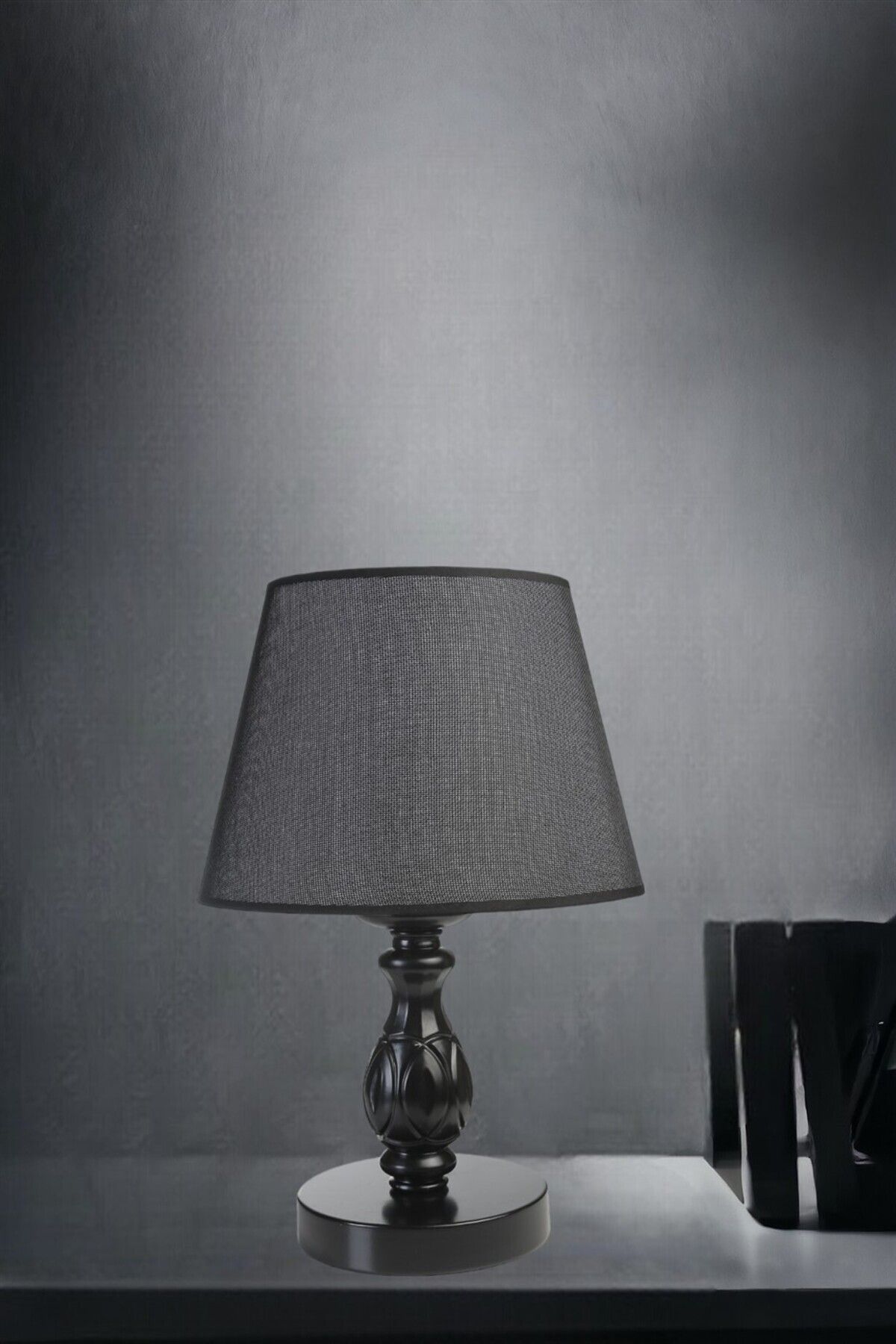 Lumexx-Olympic Black Primit Wicker Table Lamp with Black Lampshade 1