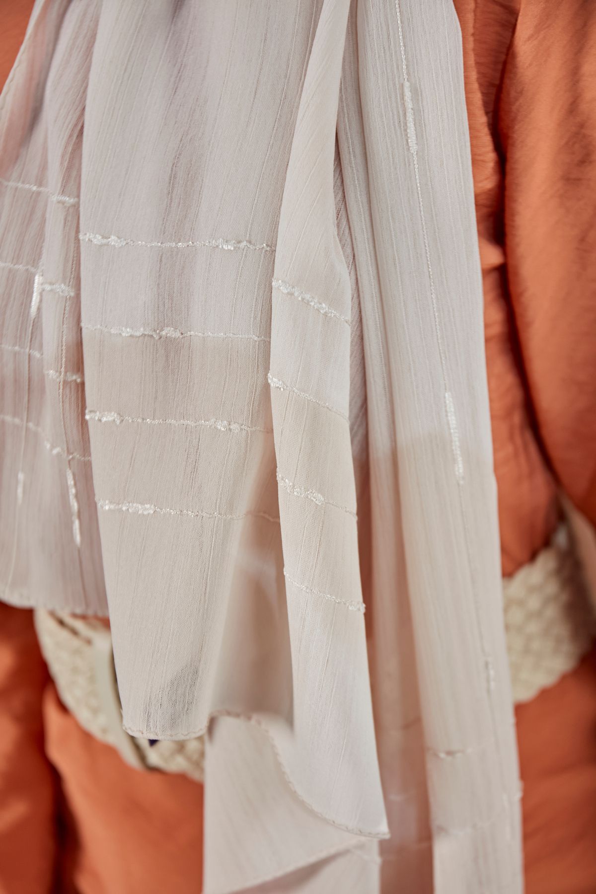 Scarf-Chiffon Shawl - Fancy Stripe Detailed 3