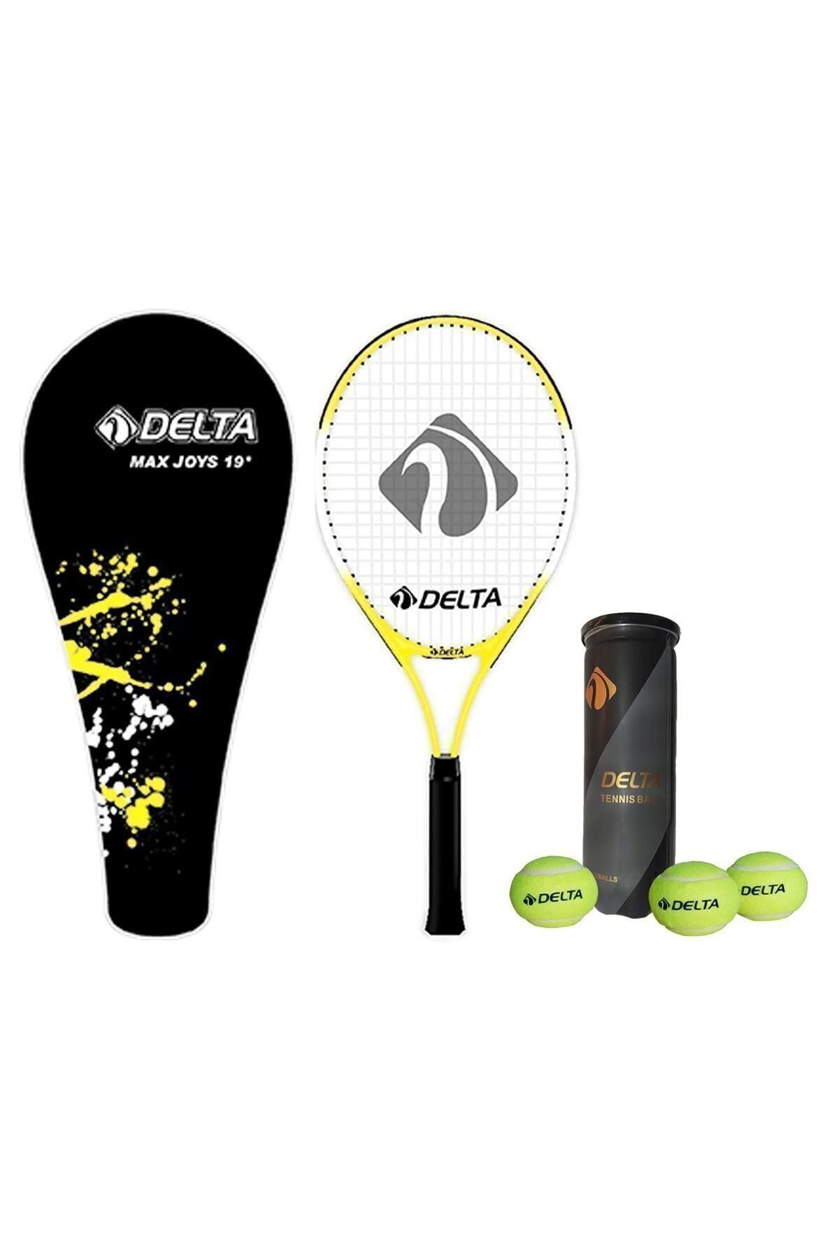 Delta Max Joys 19 İnç Çocuk Tenis Raketi + Çantası + Vakumlu Tüpte 3 Adet Tenis Maç Topu Seti