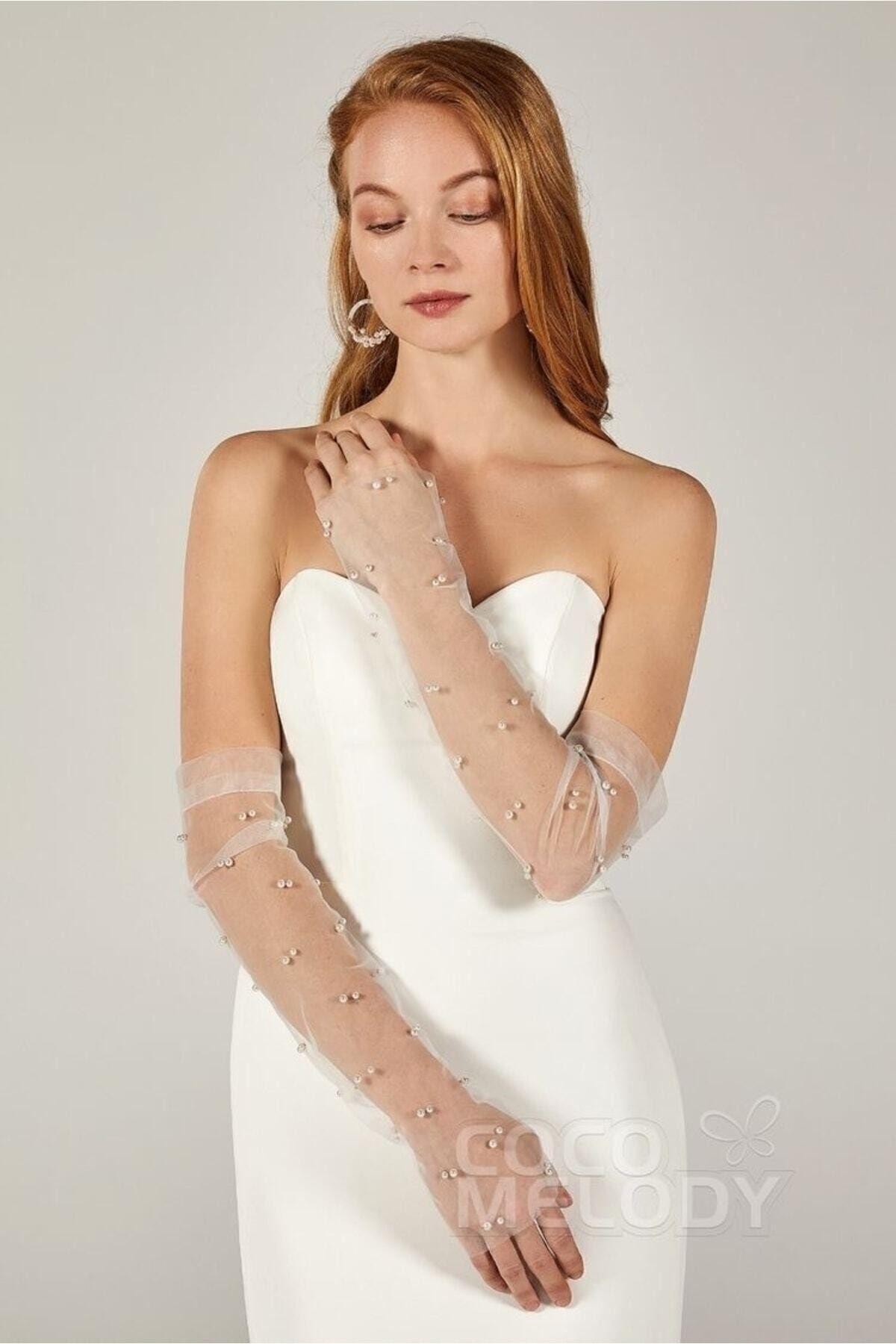 ZAMAN-Rochie de Seara Transparenta Manusi Tulle cu Perle 3