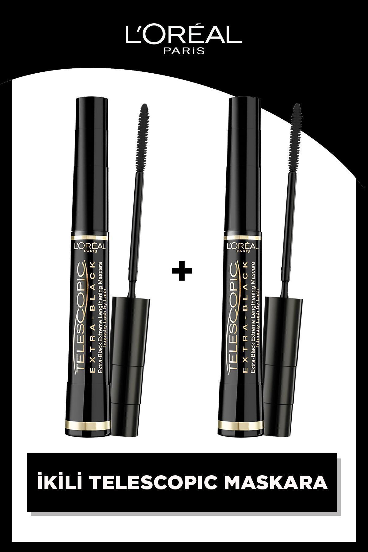 L'Oreal Paris Telescopic Carbon Black Maskara Siyah 2'li Set