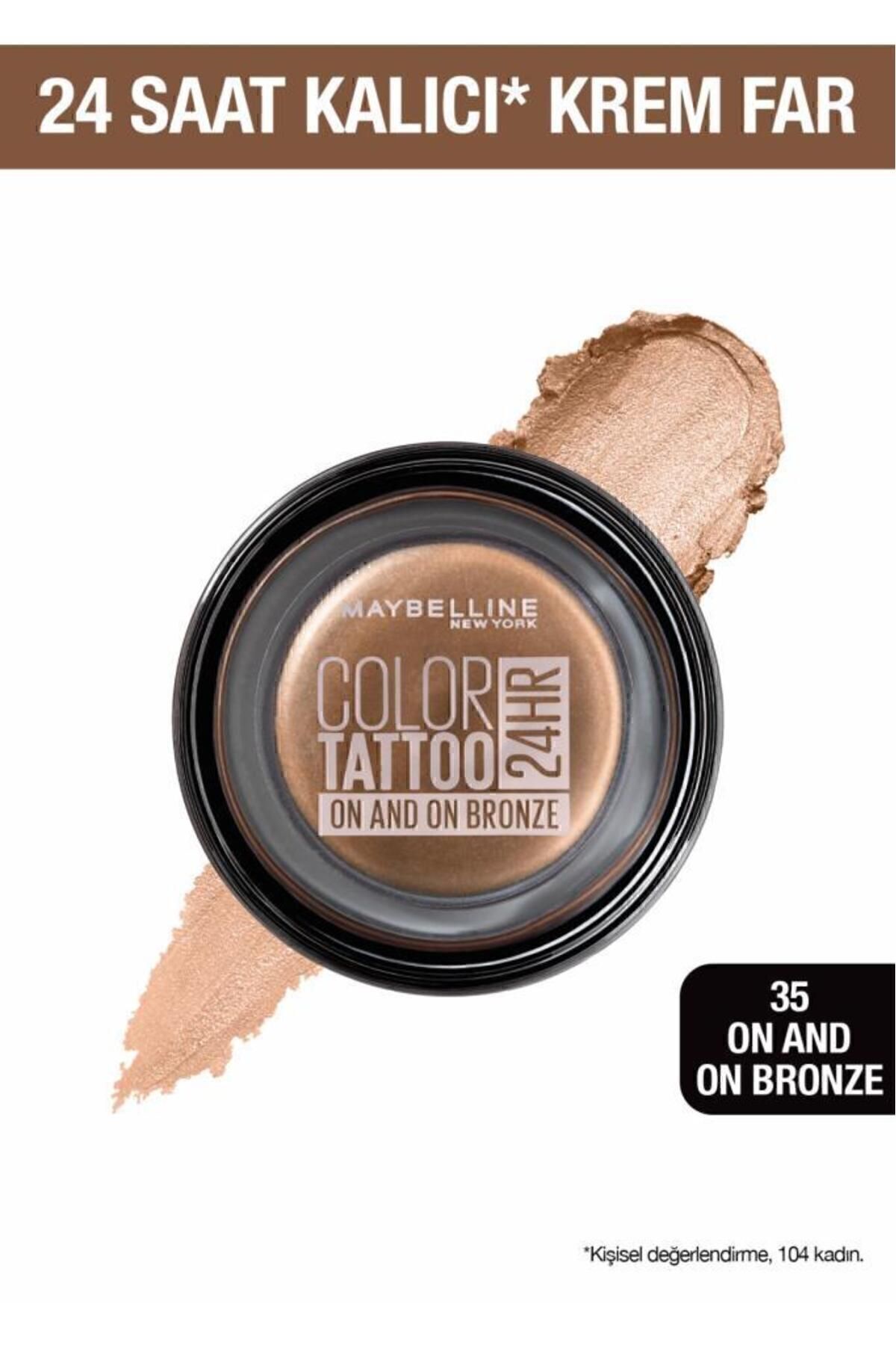 ست سایه چشم کرم رنگی تاتو 24 ساعت 2 تا 150 سوشیالیت (صورتی روشن) و 35 تا روی برنز (برنز) Maybelline New York