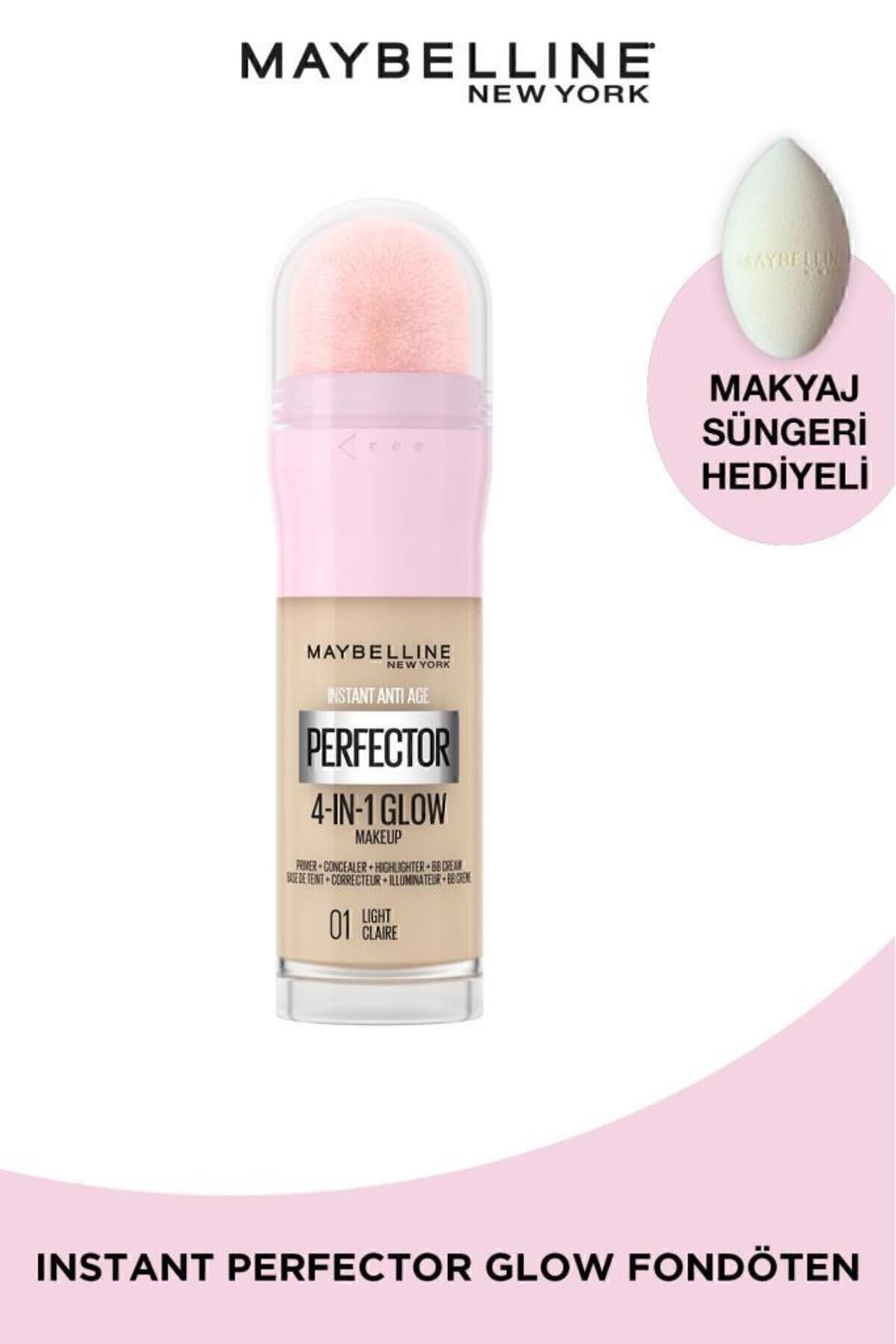 Instant Perfector Glow 4 Etki 1 Arada Fondöten 01 Light & Makyaj Süngeri