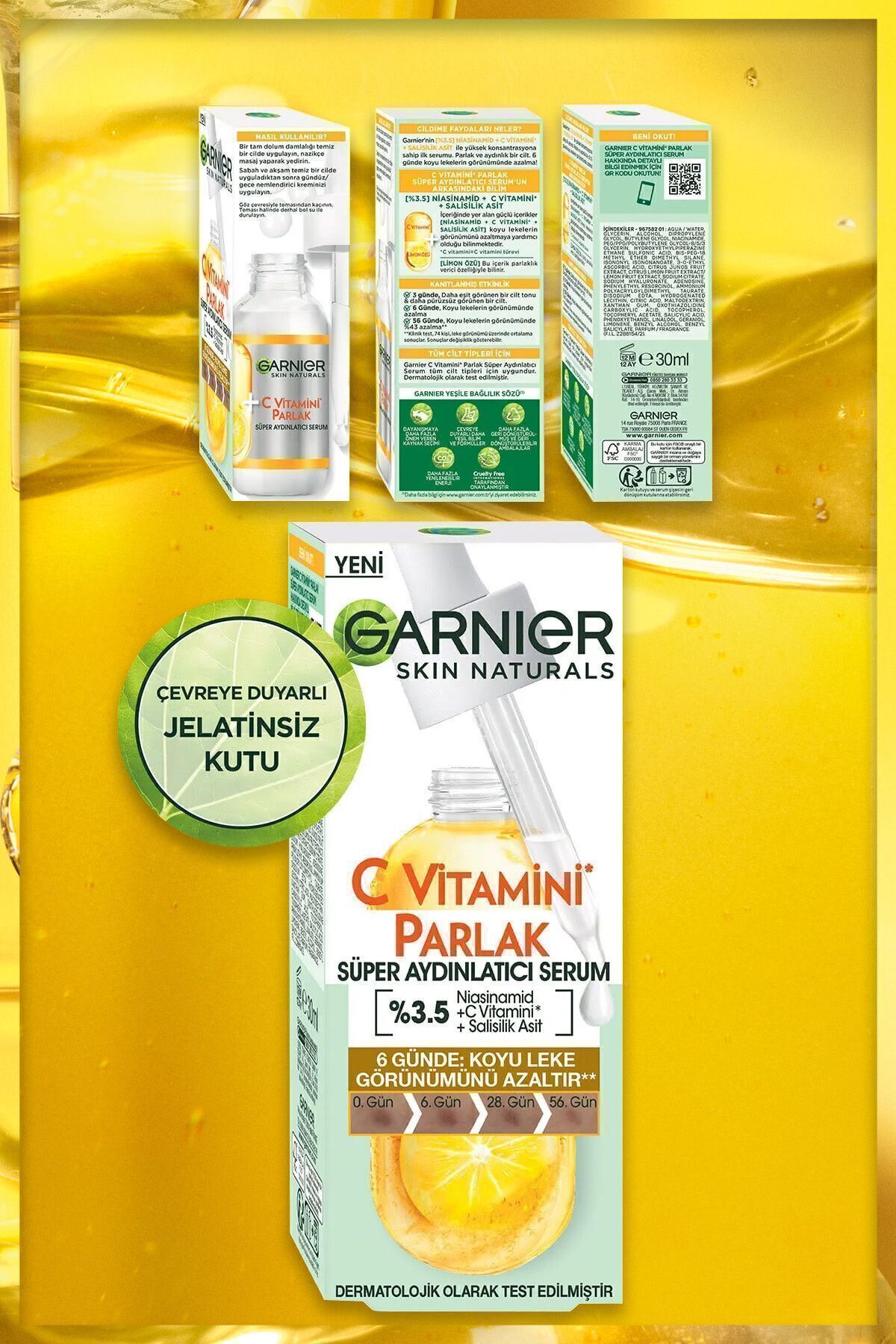 Garnier سرم روشن‌کننده و براق ویتامین C با غلظت بالا 30 میلی‌لیتر