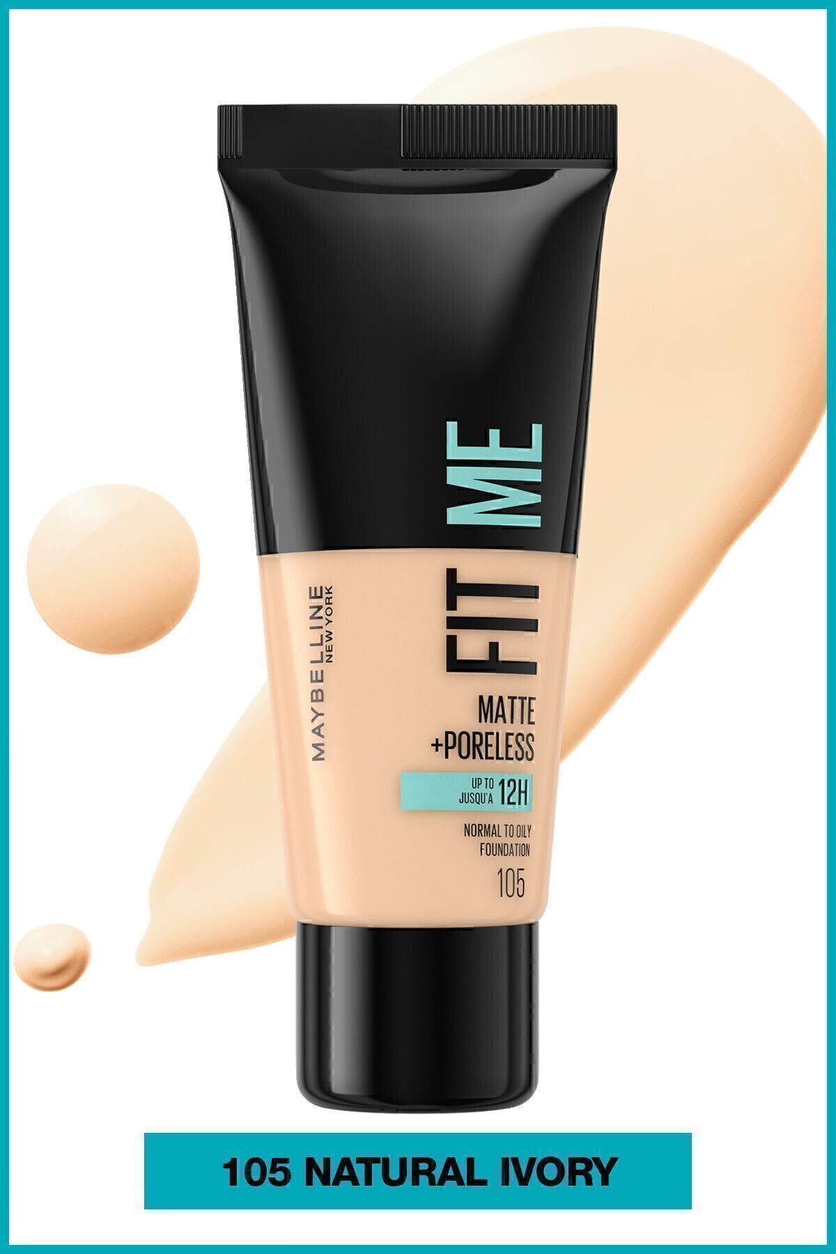 فونداسیون مات و بدون منافذ Fit Me - 105 عاج طبیعی Maybelline New York