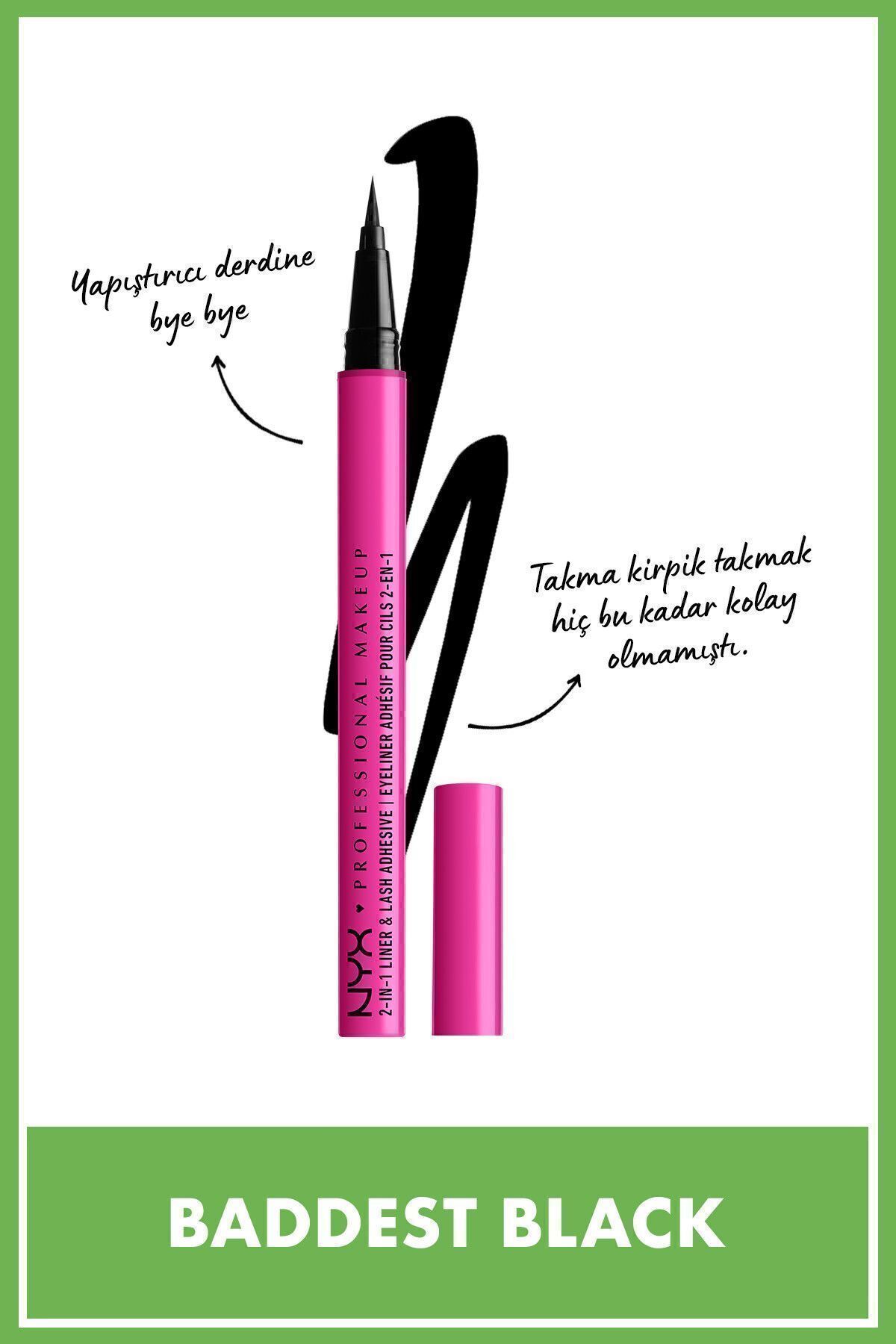 جامبو مژه 2 در 1 خط و چسب مژه - بدترین مشکی NYX Professional Makeup