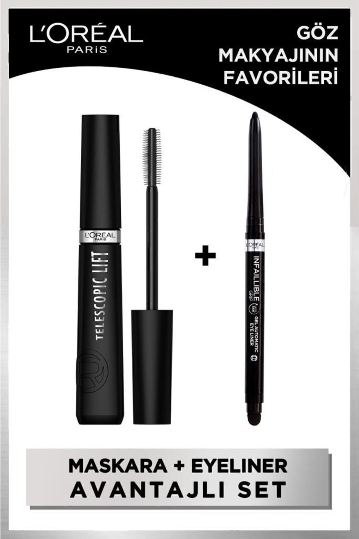 لوریل پاریس ریمل تلسکوپی لیفت و خط چشم ژلی اتوماتیک Infaillible مشکی پررنگ - ست آرایش چشم