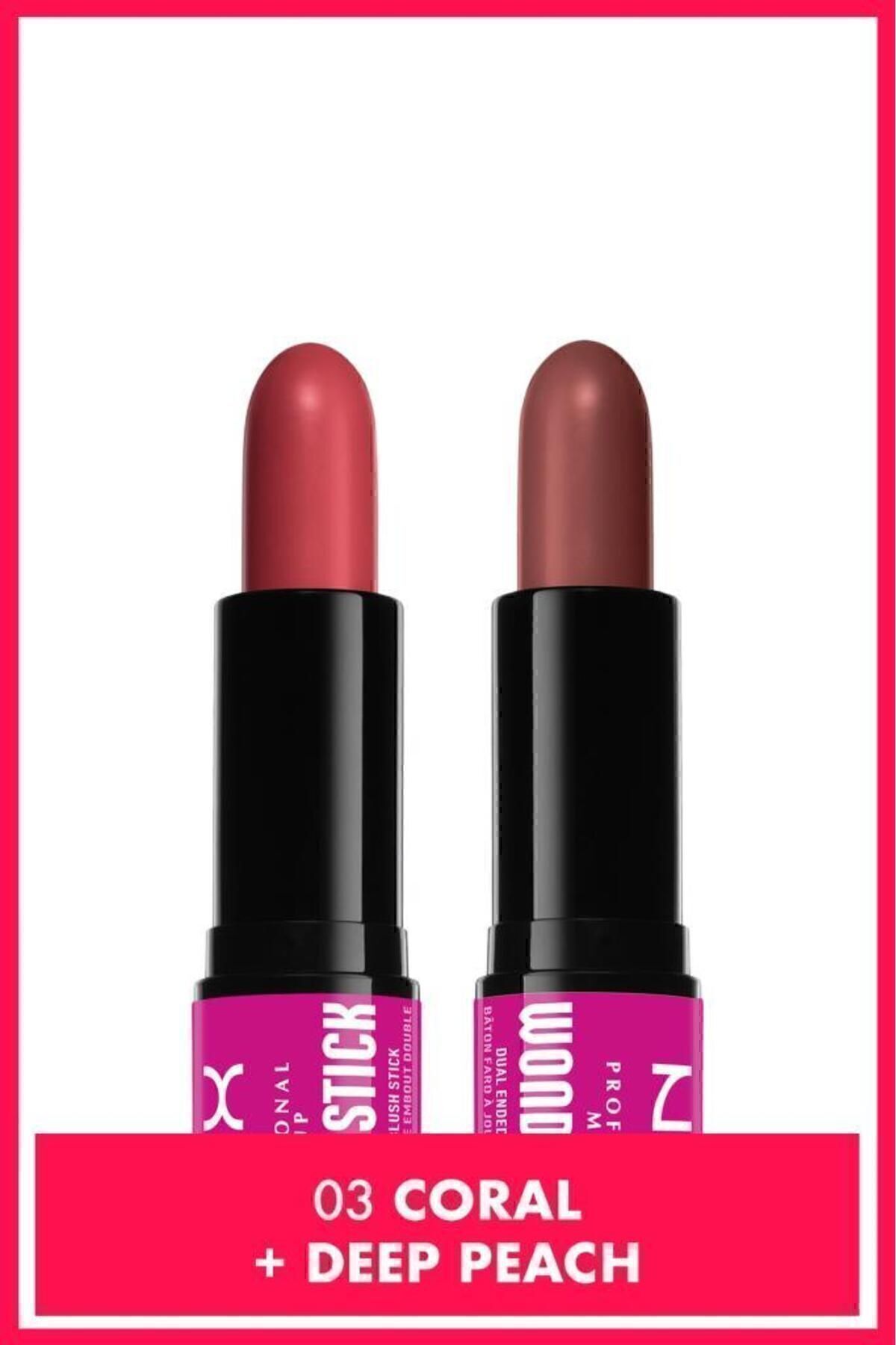 استیک رژگونه کرم دو طرفه Wonder Stick - مرجانی و هلویی عمیق NYX Professional Makeup