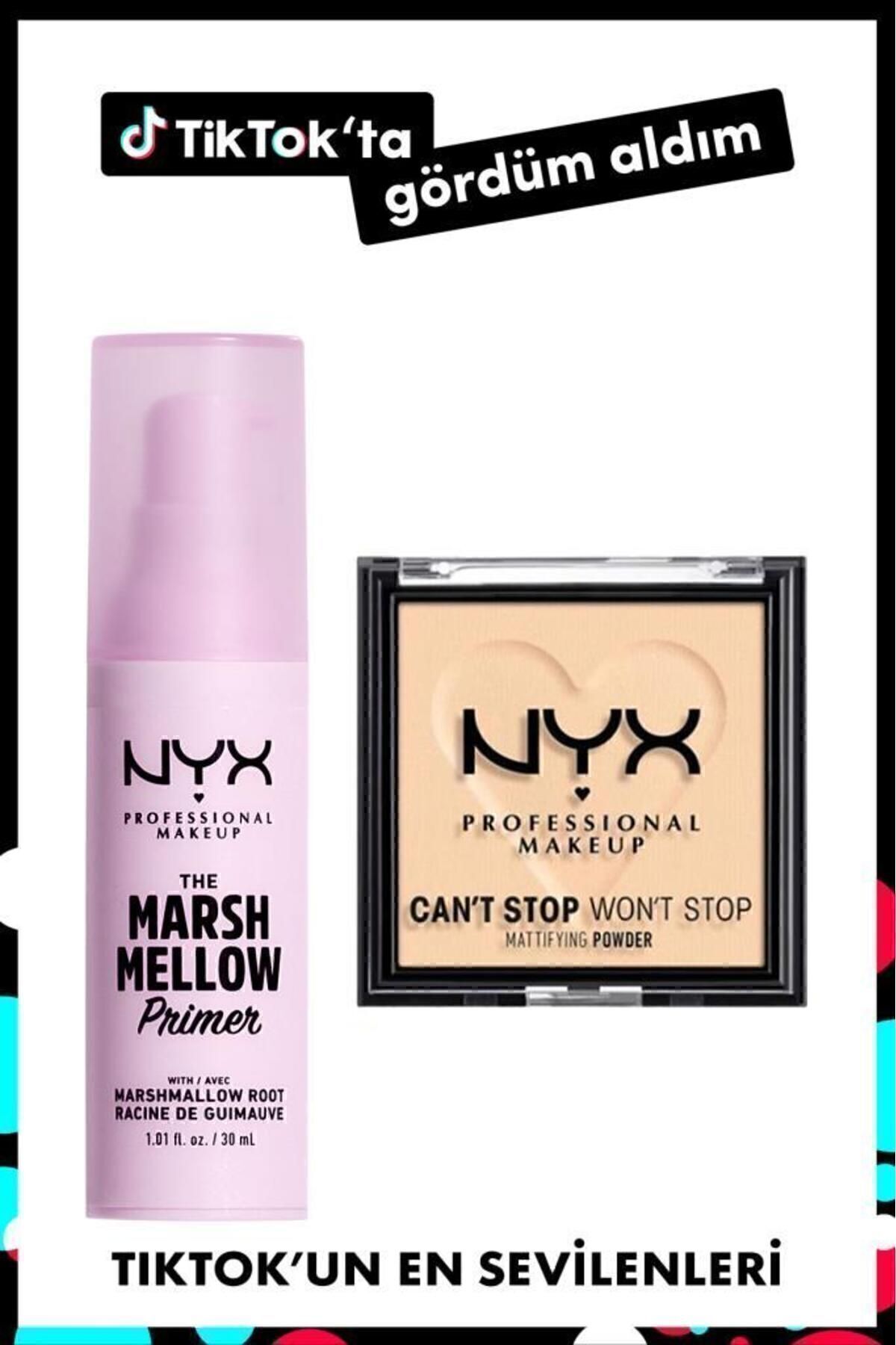 Marshmellow Soothing Primer Makyaj Bazı & Can’t Stop Won’t Stop Matlaştırıcı Pudra- Light