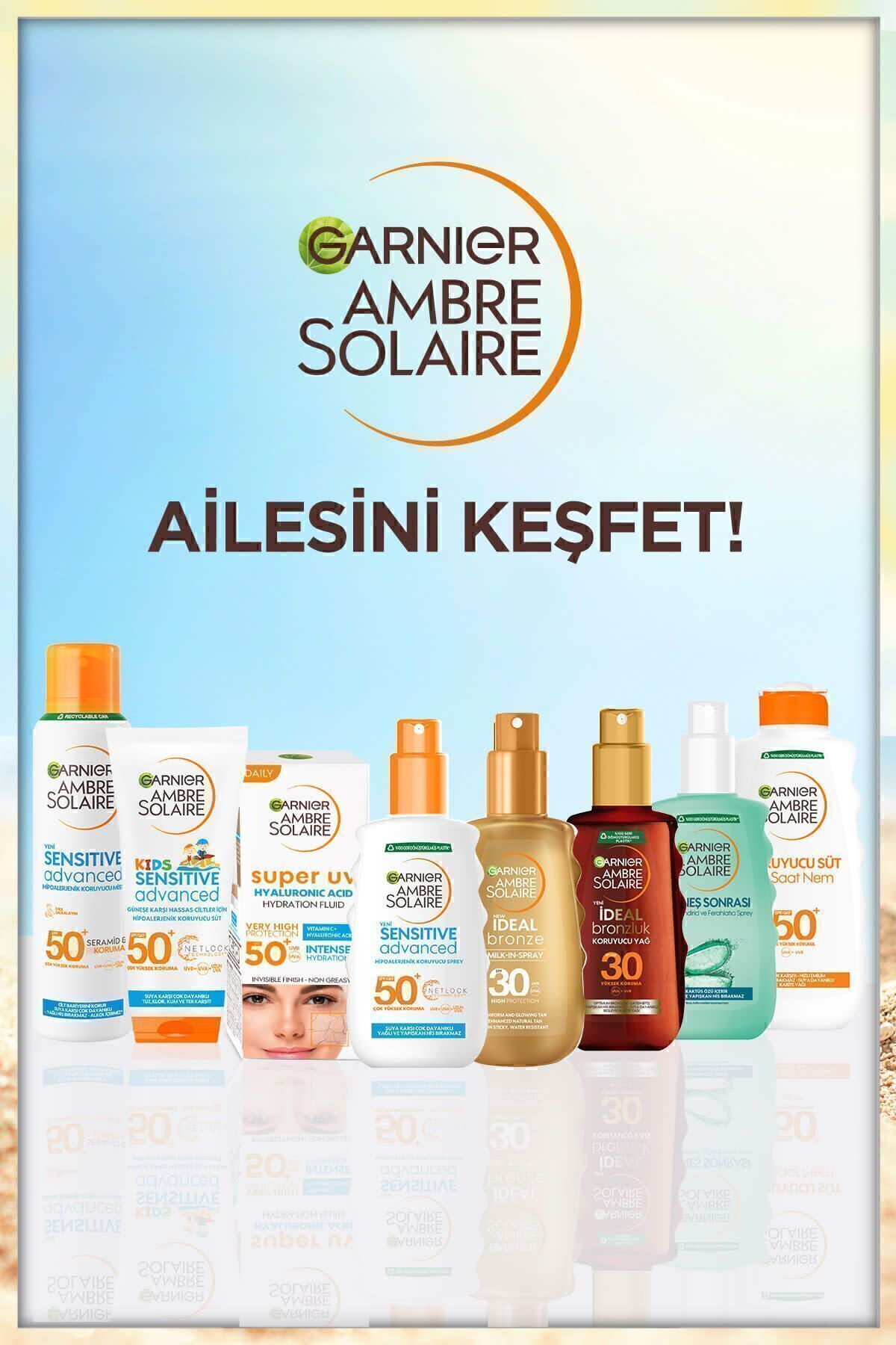 کرم ضد آفتاب بدن AMBRE SOLAIRE SENSITIVE ADVANCED HYPOALLERGENIC MILK SPF50 175ML Garnier