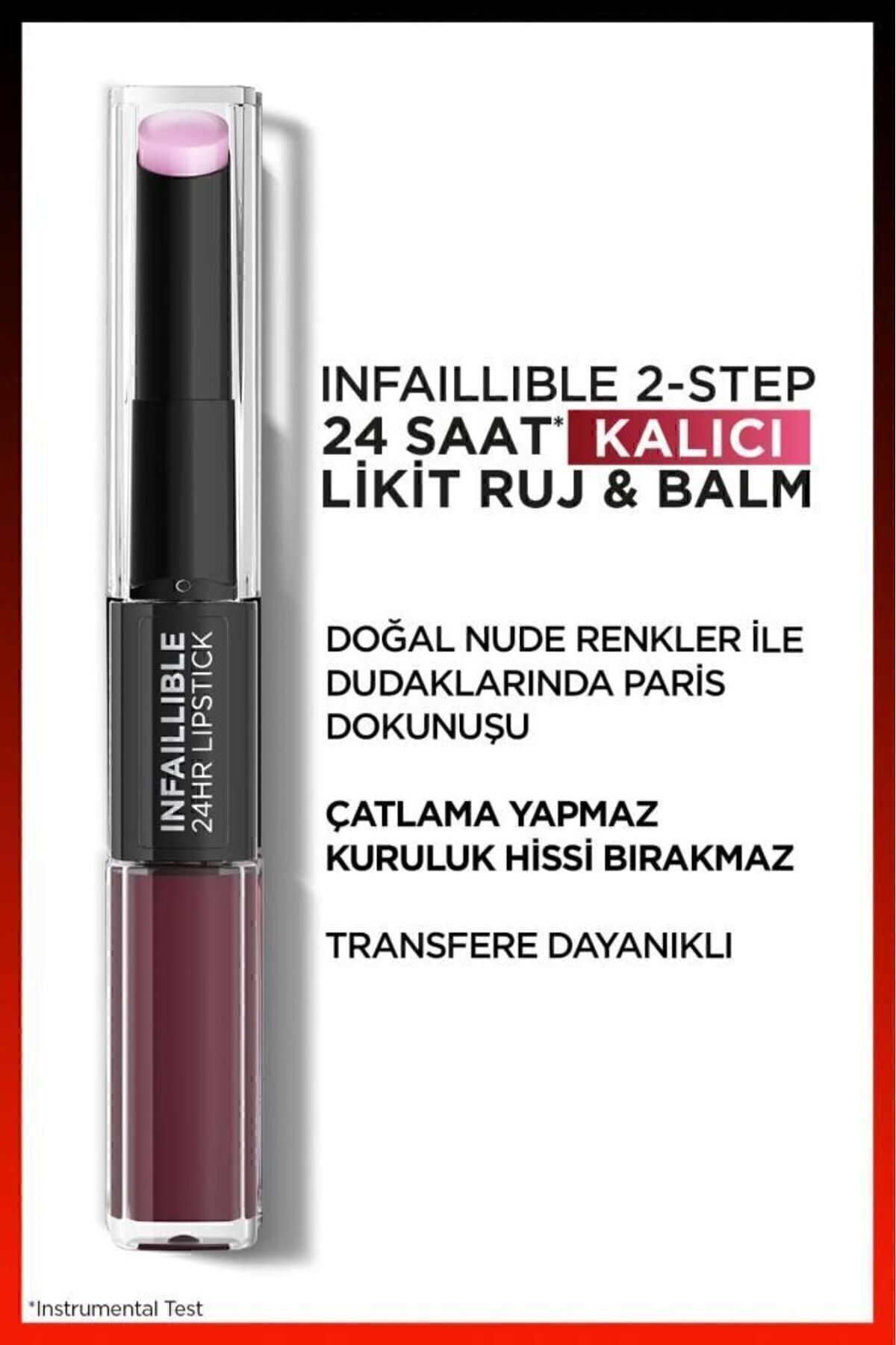 رژ لب و مرهم مایع 2 مرحله ای 24 ساعته Infaillible - ساعت شراب 215 L'Oreal Paris