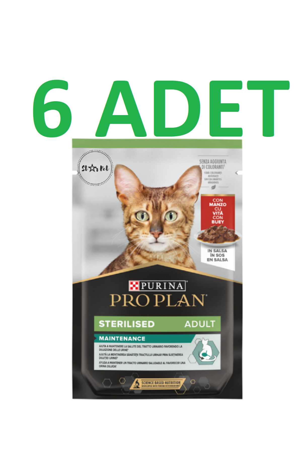 Pro Plan Pro Plan Sterilised Sos İçinde Sığır Etli Kısırlaştırılmış Pouch Kedi Yaş Maması 85 Gr X 6 Adet
