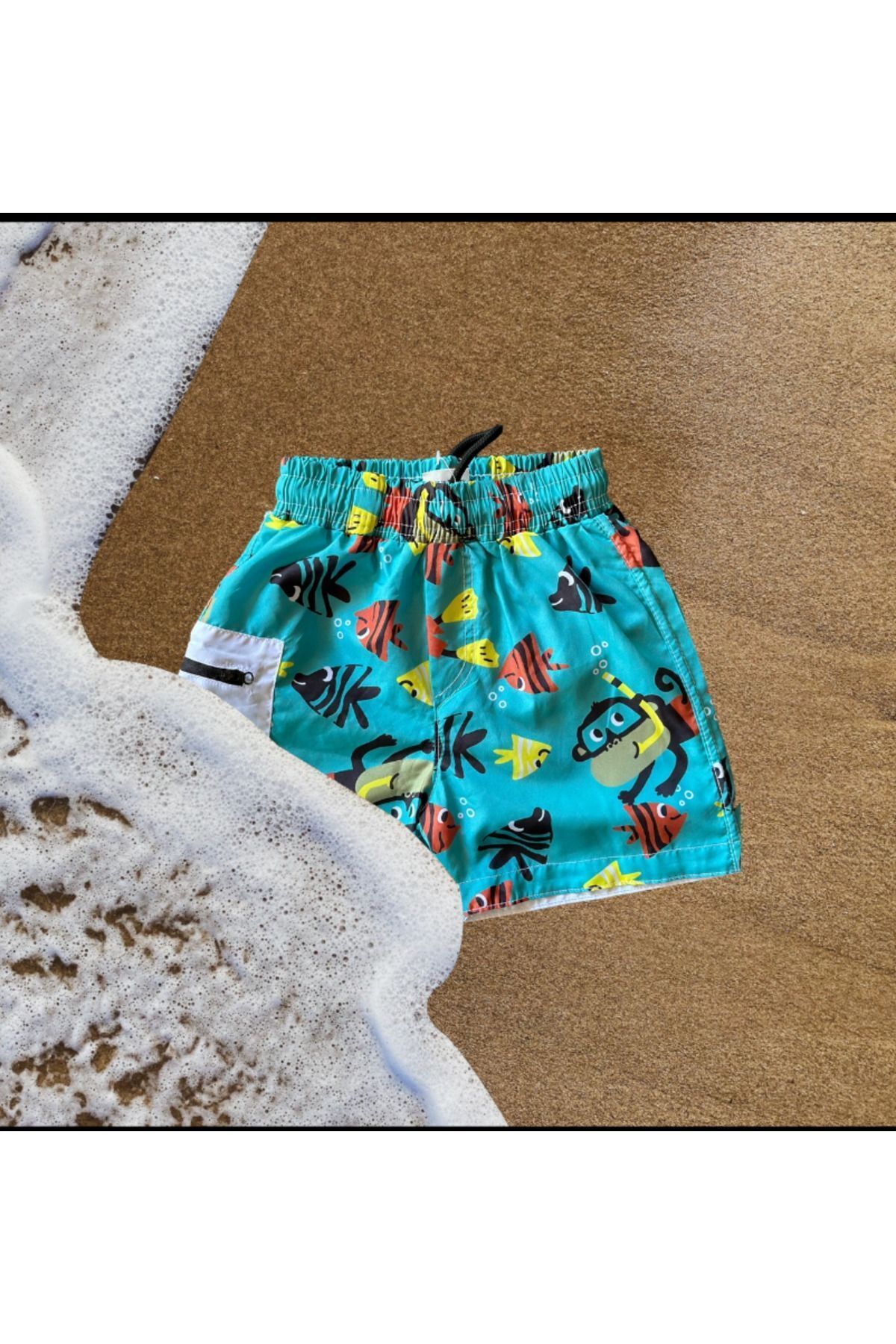 Lolliboomkids Băieți, Model Submarin, Pantaloni Scurți Din Plasă, Costum De Baie, Parașuta, Țesătură, Buzunar, Fermoar, Detaliat Masculin - 7 years