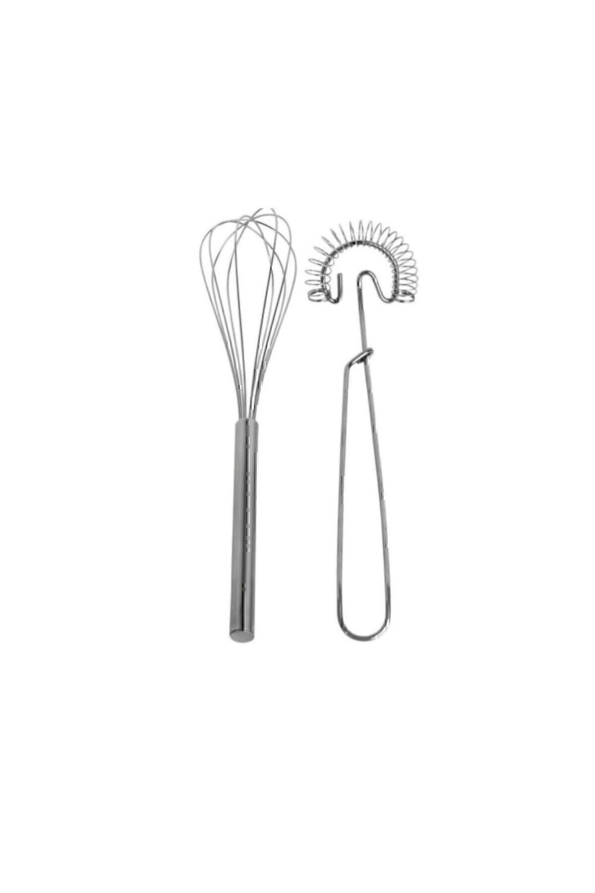 Idealisk Double Metal Cake Beater Set 2 Piece Stainless Steel Whisk Practical Kitchen Tools