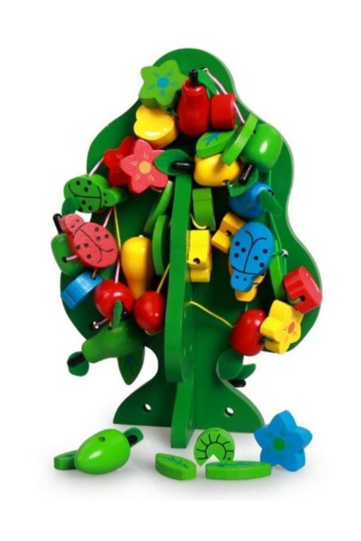 Wooden Toys-Ipe Fruit Stringing Beads Game on Wooden Tree Hand Skill Coordination Game 3