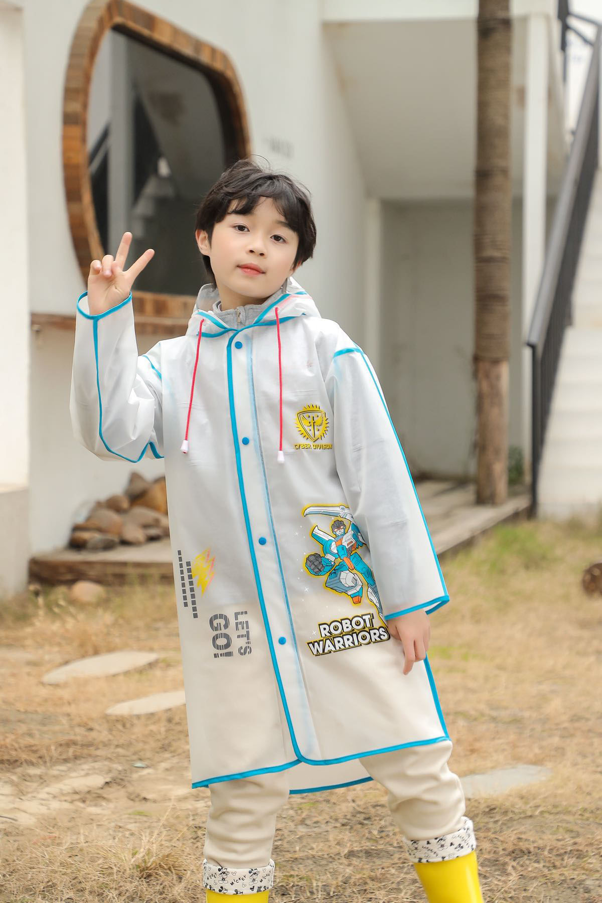 Black Eva Fabric Hoped Patterned Pept Stoacle Children Rainfoot Bag Bag Rain