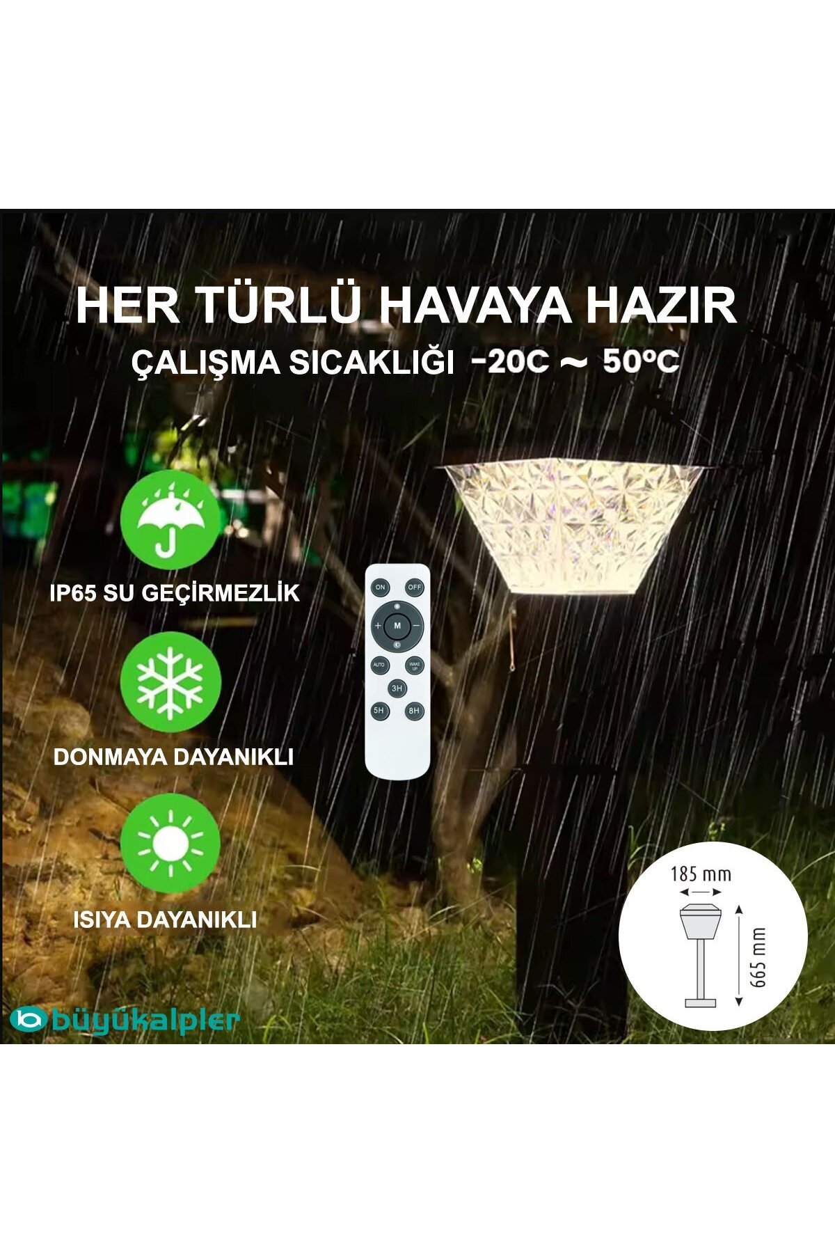 Helios Ledmar HELIOS HS 4027 100W SOLAR BAHÇE ARMATÜRÜ