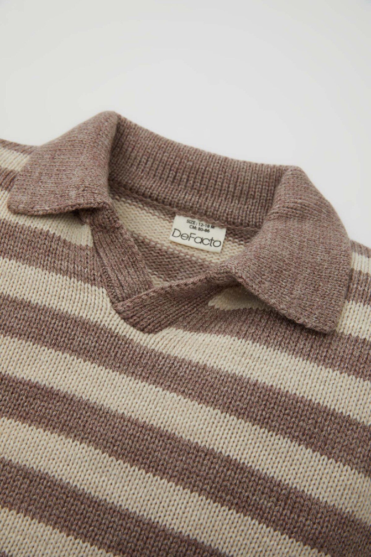 Erkek Bebek Polo Yaka Çizgili Kazak C8879a524au