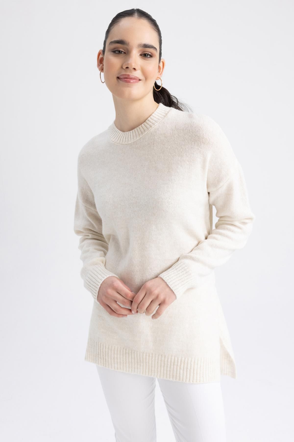 DeFacto-Relaxed Cut Crew Neck Sweater Tunic - Y3635Az22Wn 3