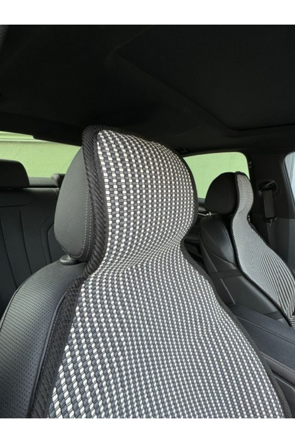 TREND Meka Part Terletmez Koltuk Koruyucu Kılıf Çizgili Füme Beyaz Universal 2 Parça fotoğrafı 5 (önizleme)