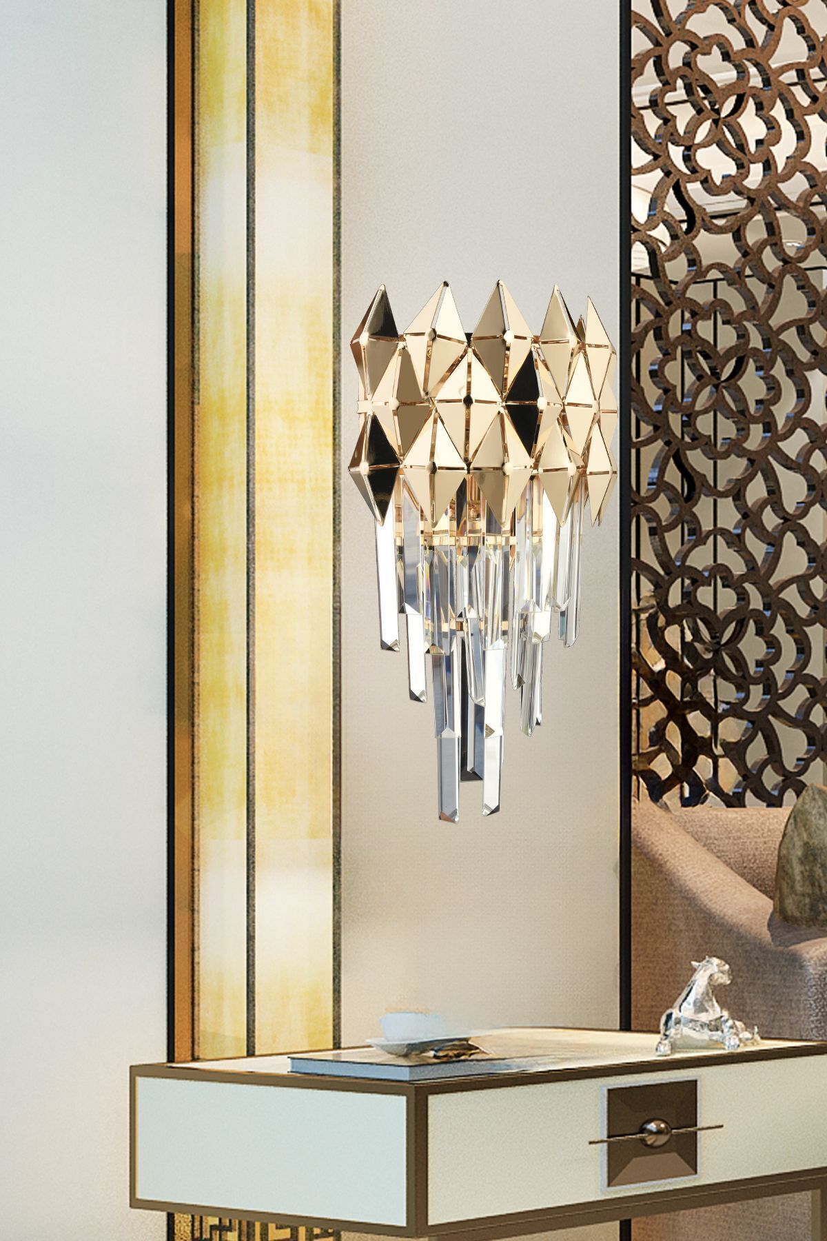 Rodya Modern Gold Tasarım Salon Koridor Ledli Salon Aplik