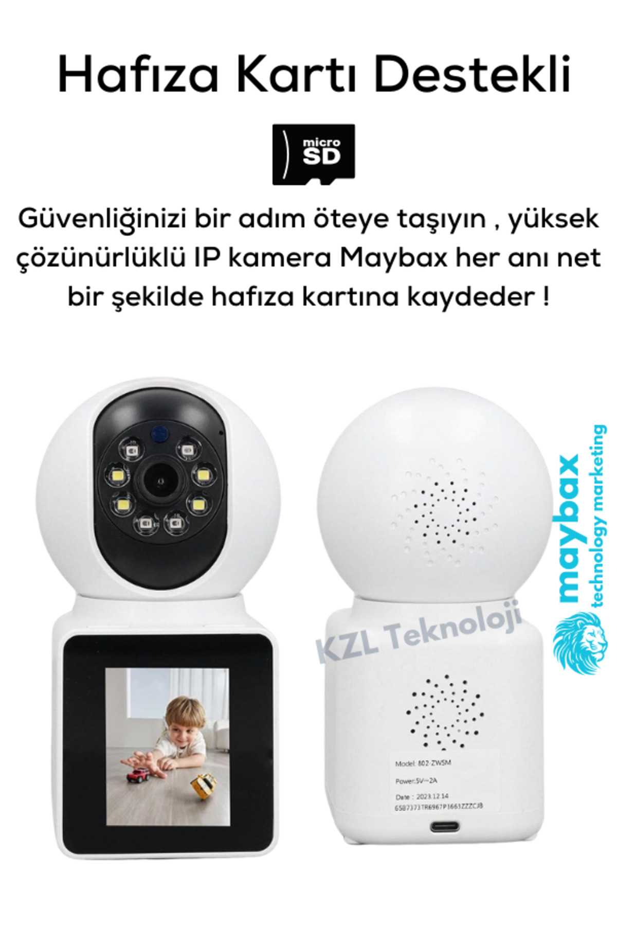 Maybax Ekranlı Görüntülü Görüşme Sağlayan Yeni Nesil Akıllı Kamera Ev-Ofis-Bebek-Yaşlı Hasta Kamerası fotoğrafı 6 (önizleme)