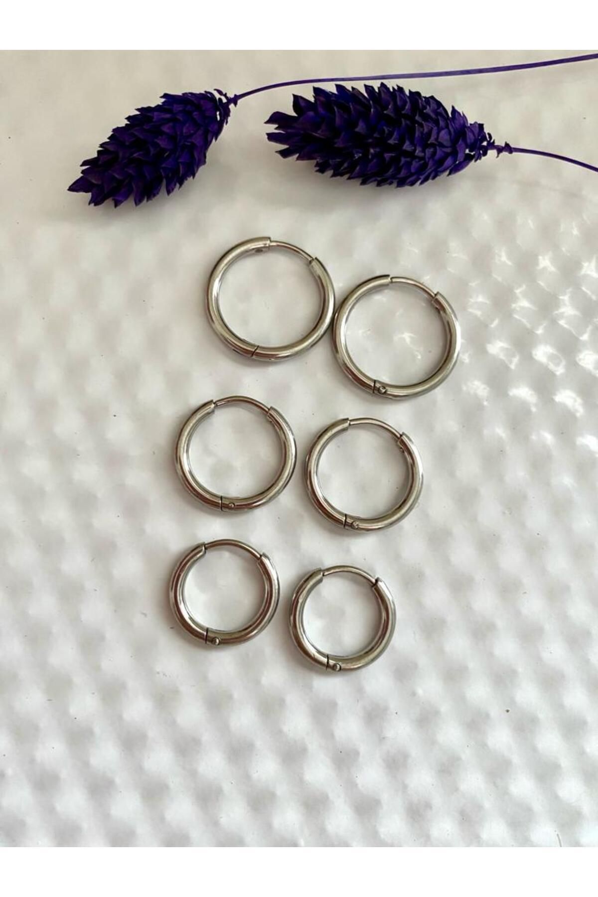 316L CERRAHİ ÇELİK 6 LI 3 ÇİFT 3 BOY HALKA KÜPE SETİ