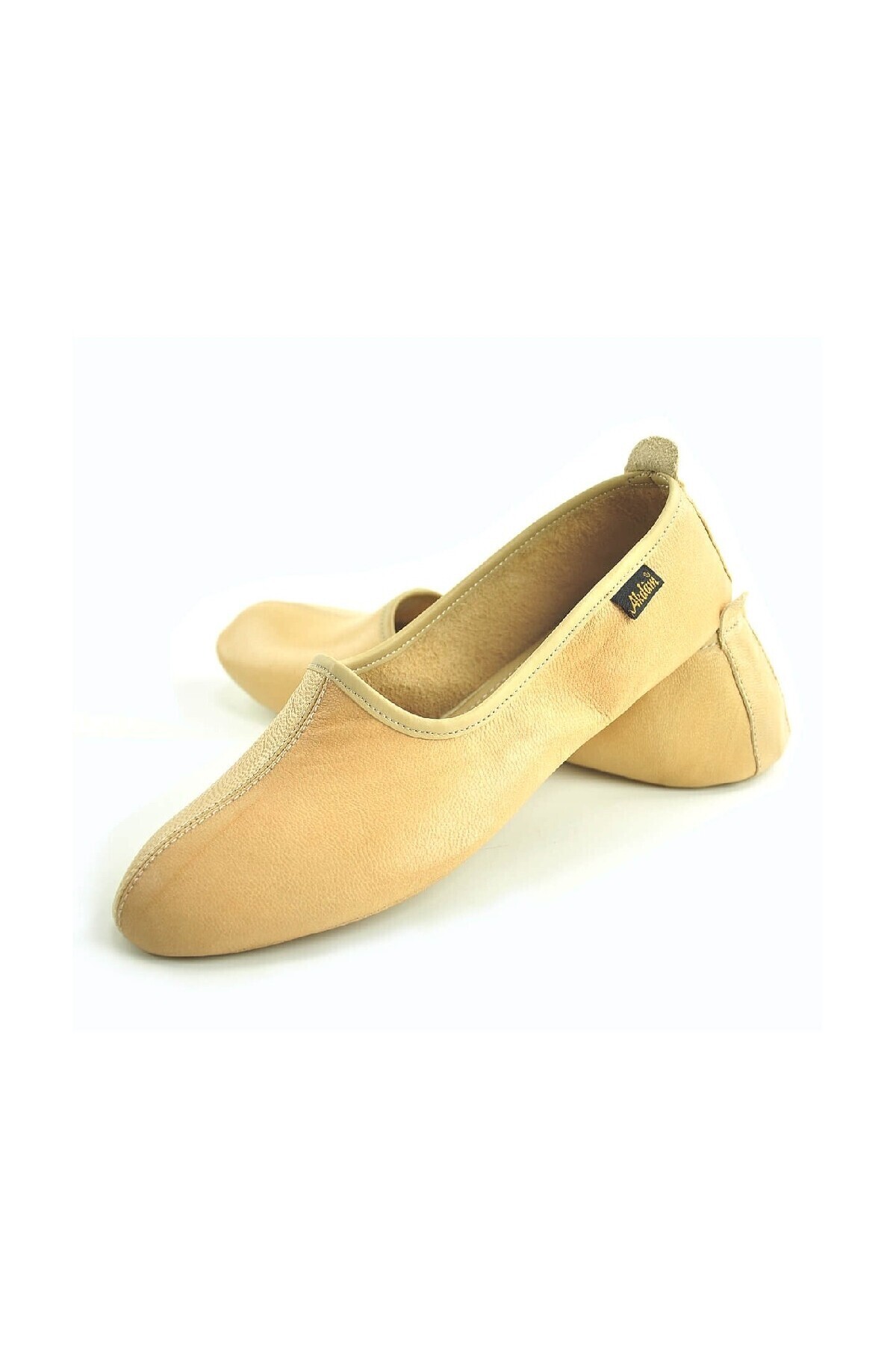 Akdam-100% Leather Hajj Umrah Tawaf Booties and Home Shoes Cream 4