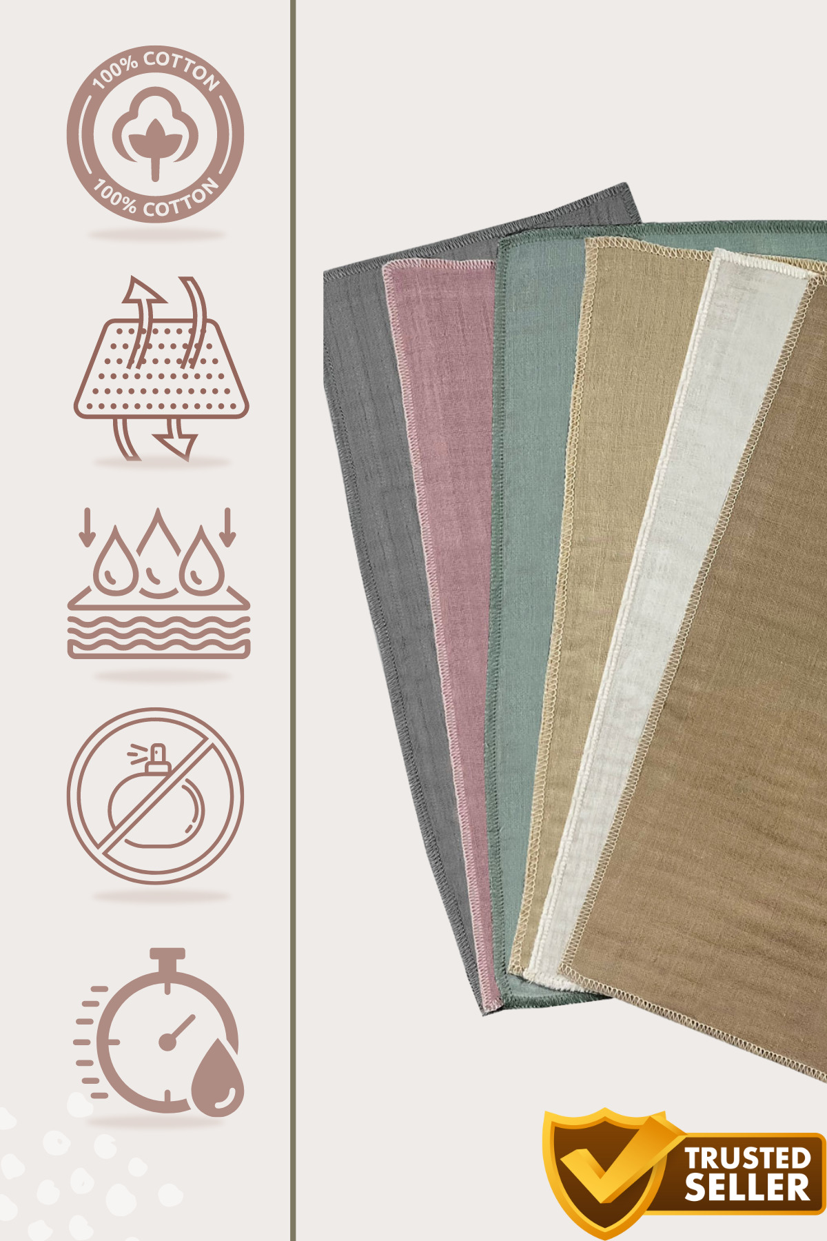 Salvia Dione 12’li Müslin Bebek Yenidoğan Banyo Pamuklu Lif ve Kurulama Mendil Seti Anne Bebek Bakım Mendilleri fotoğrafı 6 (önizleme)