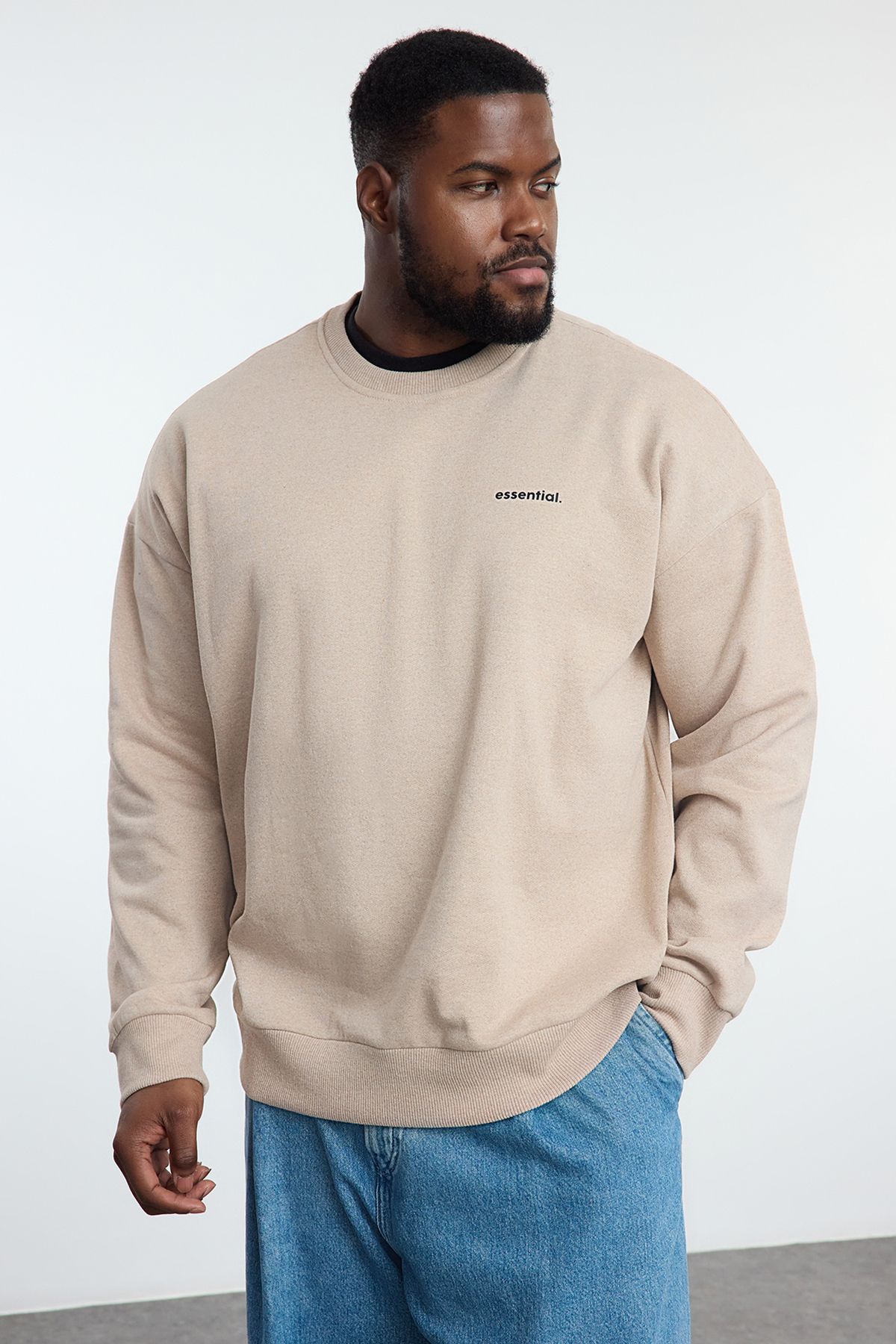 Beige Men Plus Size Sweatshirts Styles Prices Trendyol