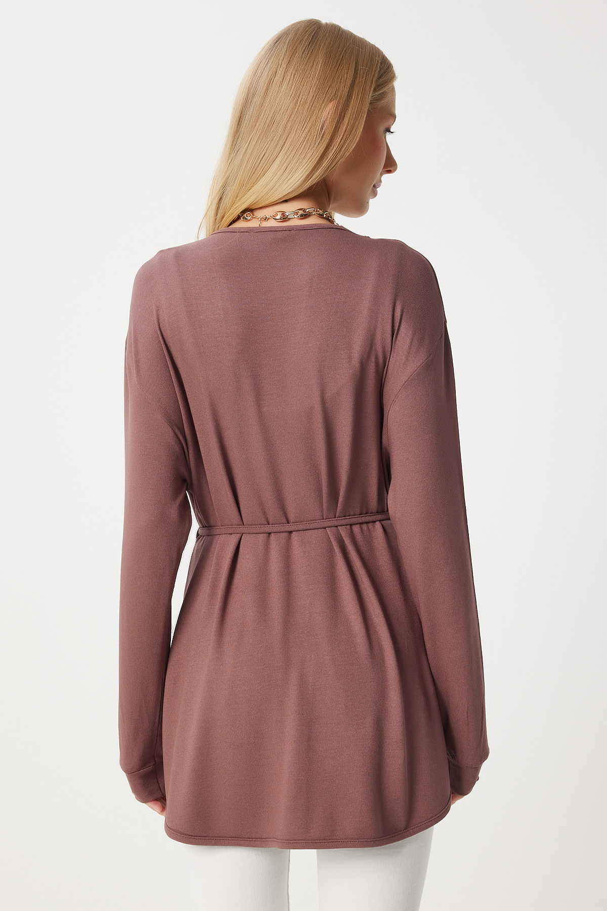 Happiness İstanbul  Kadın Vizon Mevsimlik Örme Triko Hırka EN00620 - Görsel 5