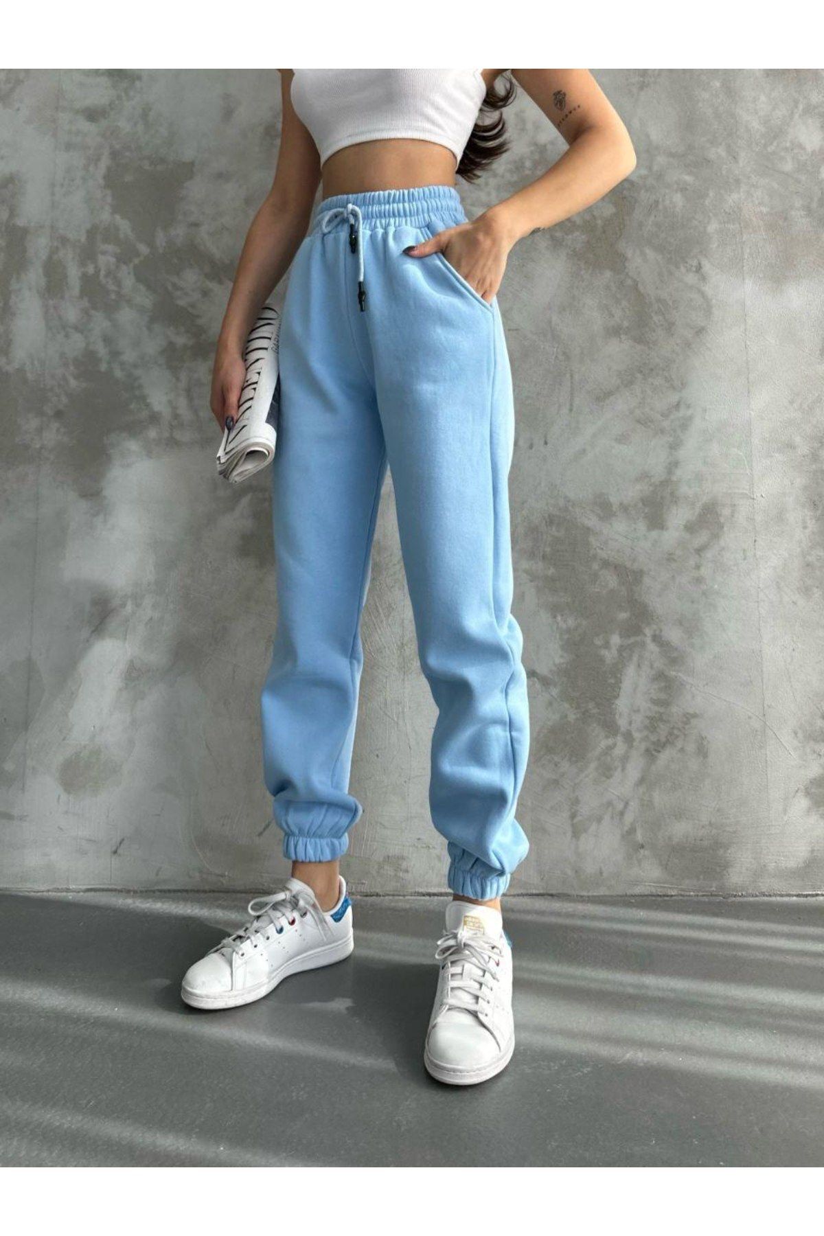 NO 601 Pantaloni De Trening Oversize Pentru Femei Babyblue Femeie - XL
