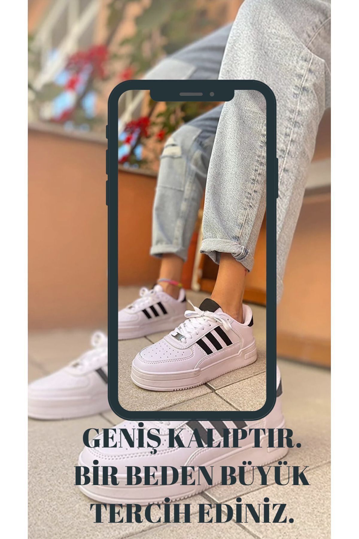 Dassler Beyaz Siyah Spor Ayakkabı , Unısex Sneaker Spor Ayakkabı